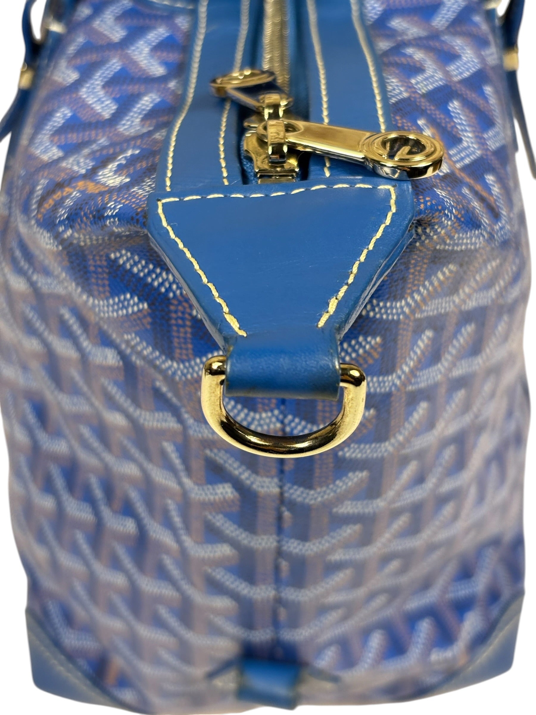Goyard Blue Leather Goyardine Coated Canvas Shoulder Bag