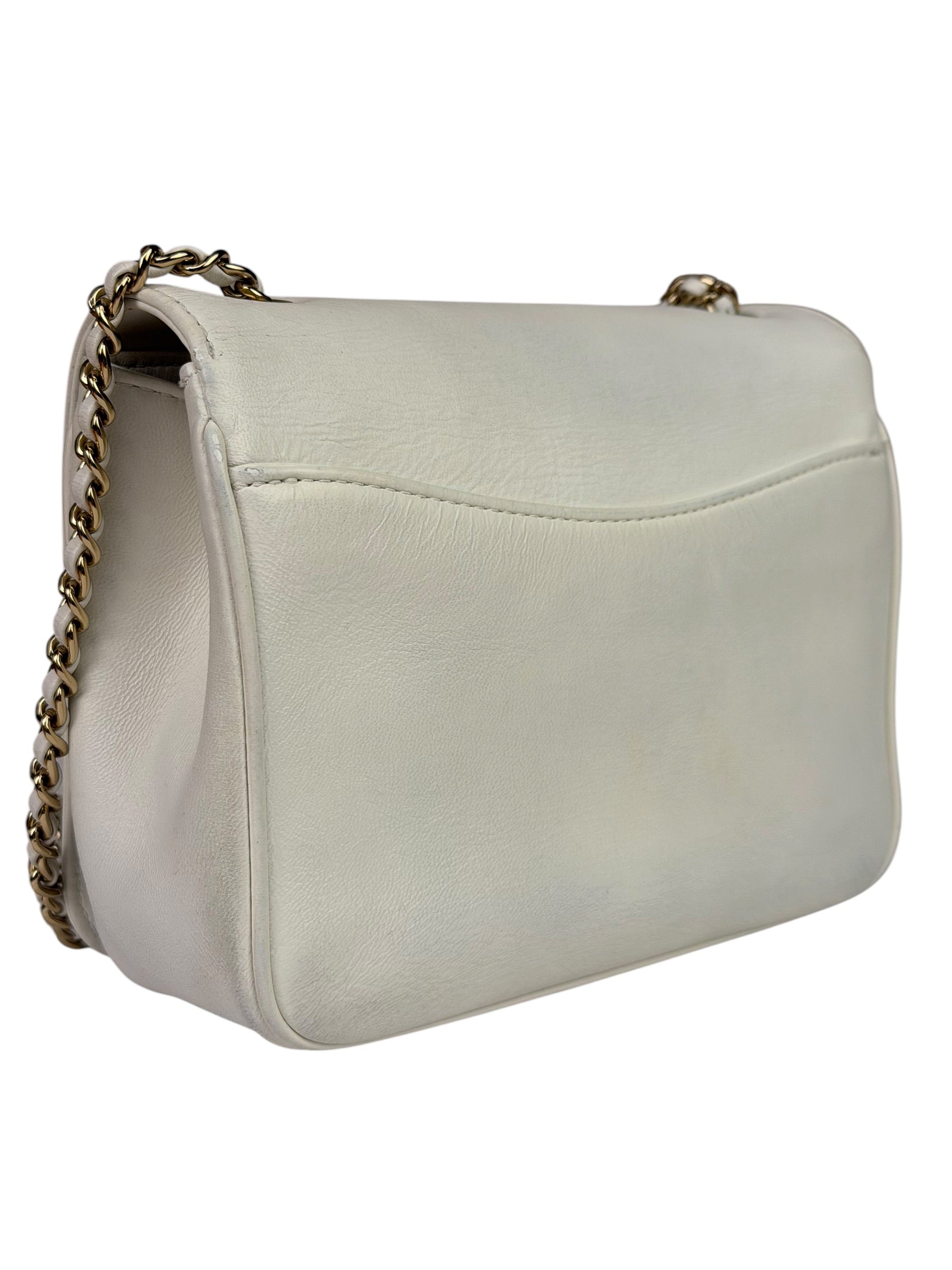 Chanel White Leather CC Mania Flap Bag 2019