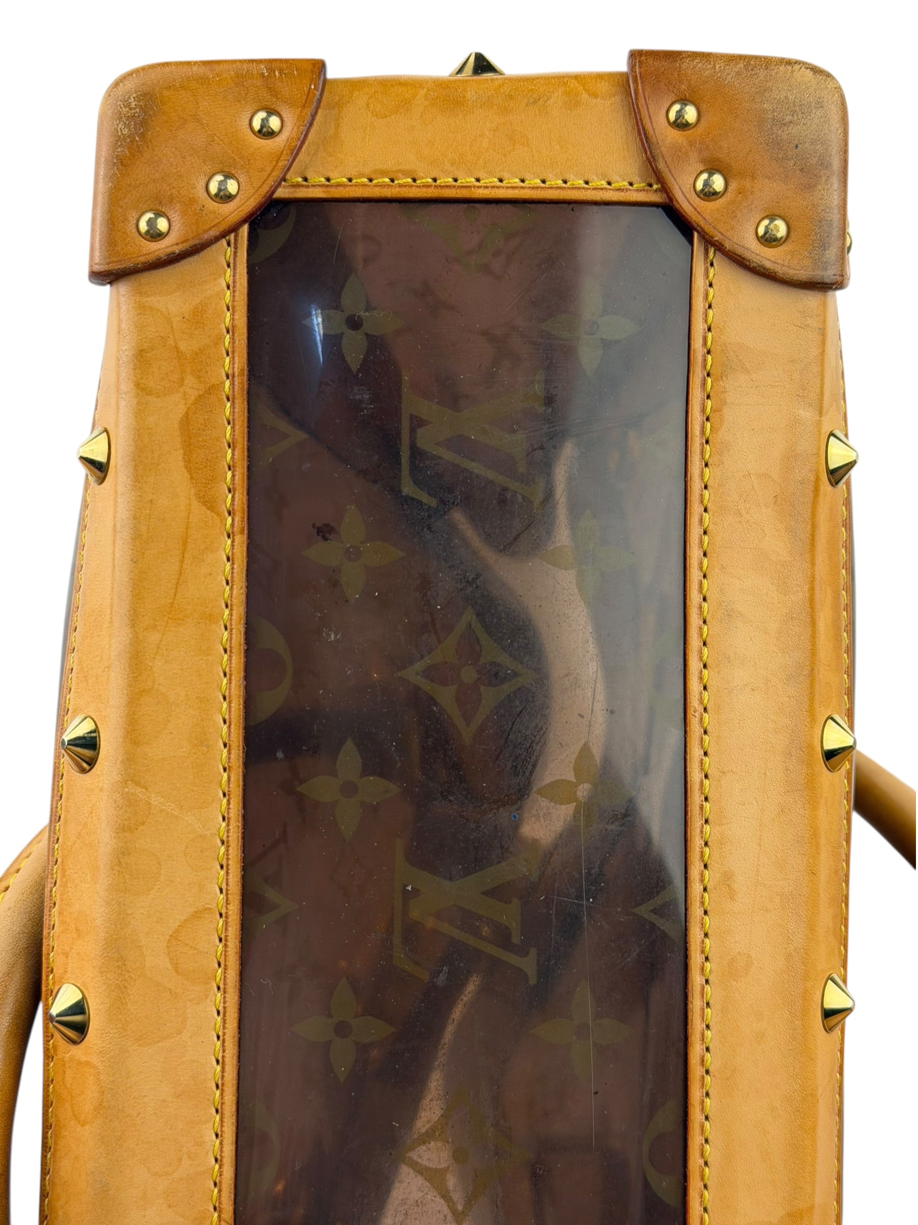 Louis Vuitton Vintage Brown Leather/PVC Monogram Ambre Tote