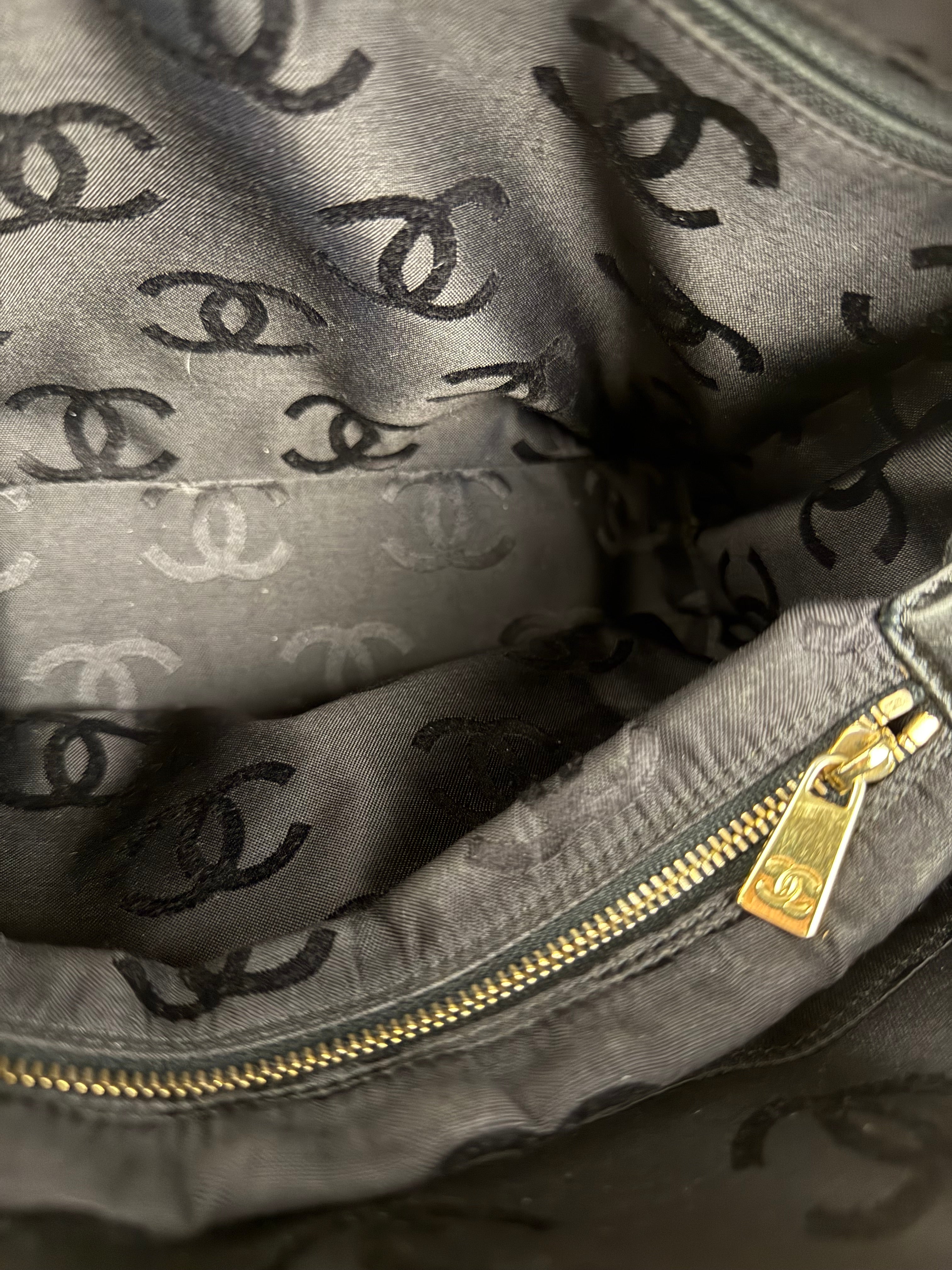 Chanel Black Chevron Leather Chain Camera Shoulder Bag 2000-2002