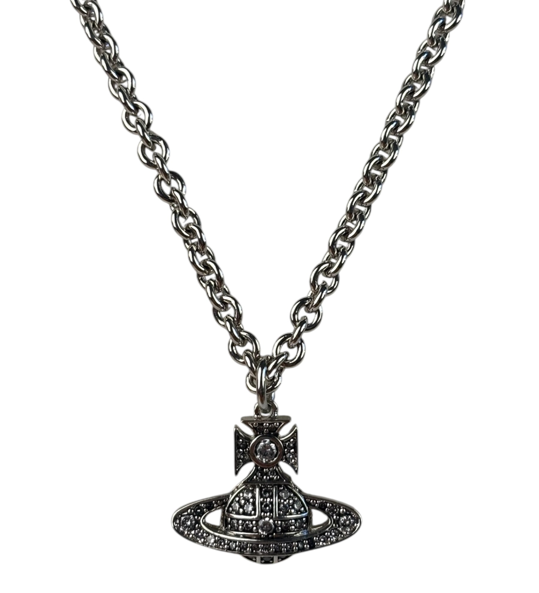 Vivienne Westwood Silver Bas Relief Pendant Necklace