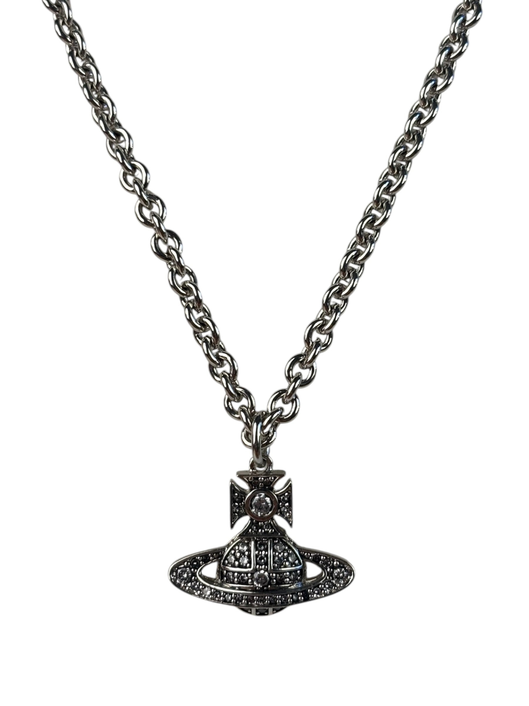Vivienne Westwood Silver Bas Relief Pendant Necklace