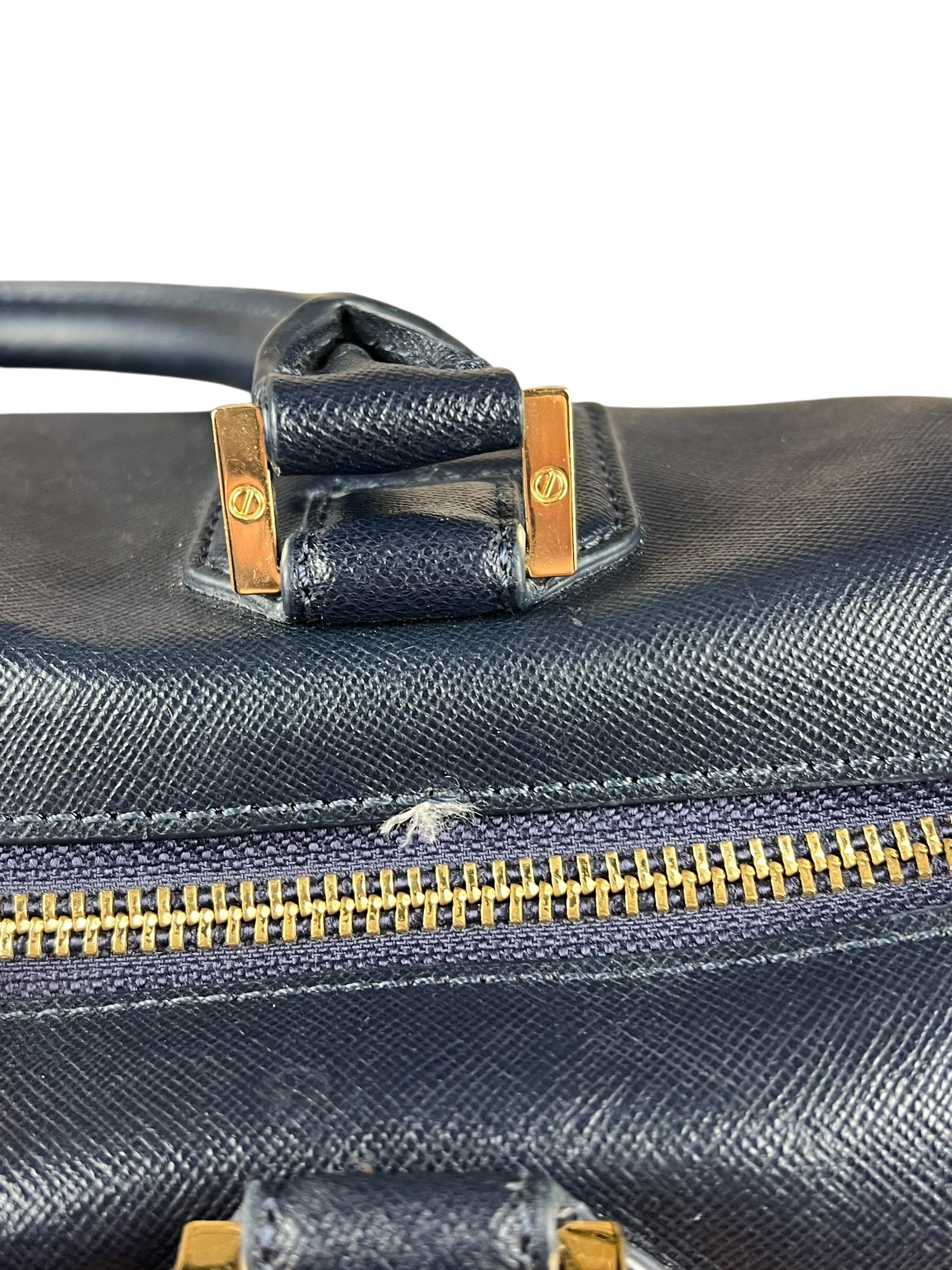 Tory Burch Saffiano Leather Navy Boston Bag