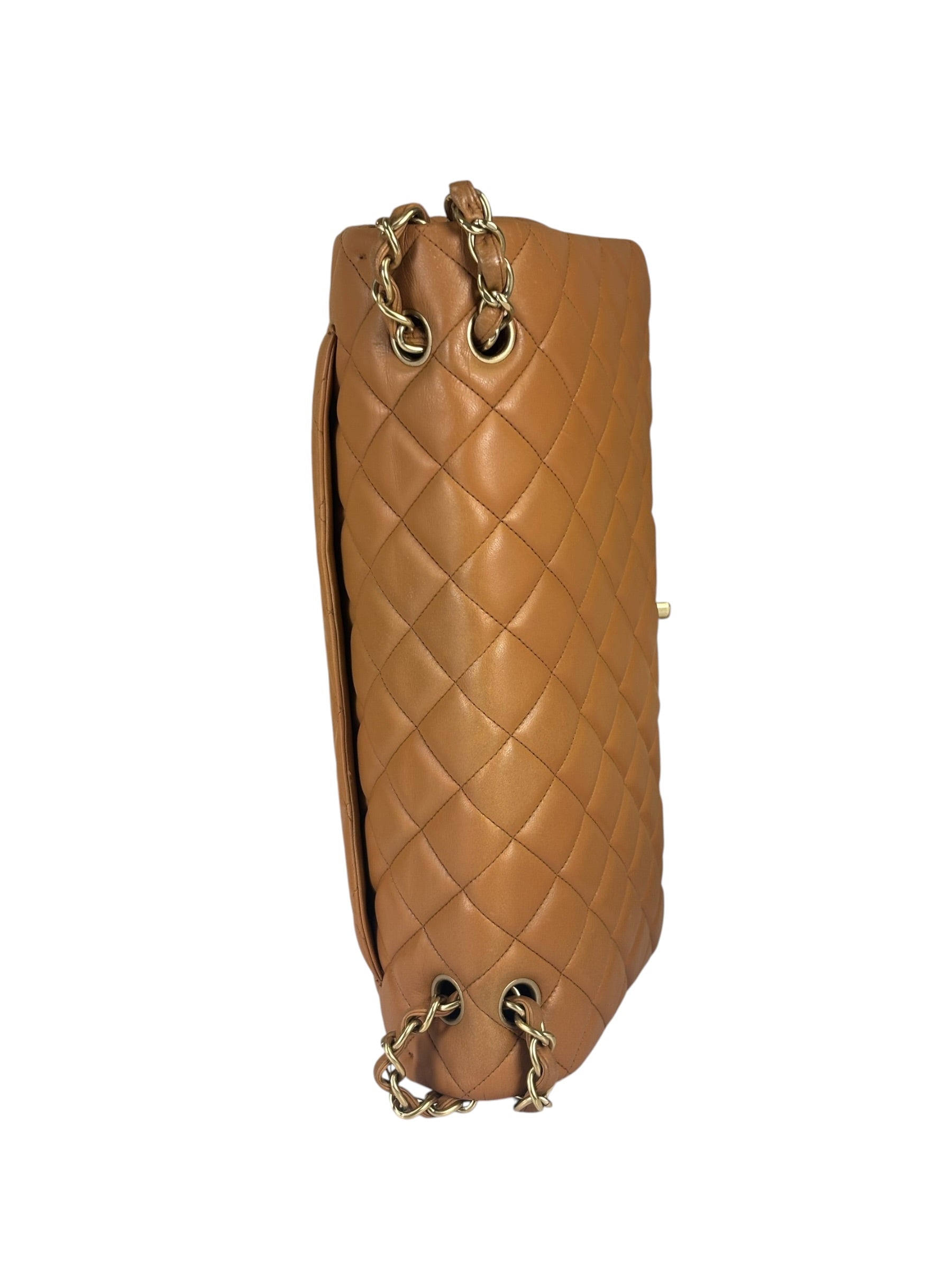Chanel Caramel Brown Quilted Lambskin Large Shoulder Bag 2009