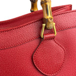Gucci Red Leather Diana Bamboo Handle Tote