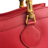 Gucci Red Leather Diana Bamboo Handle Tote