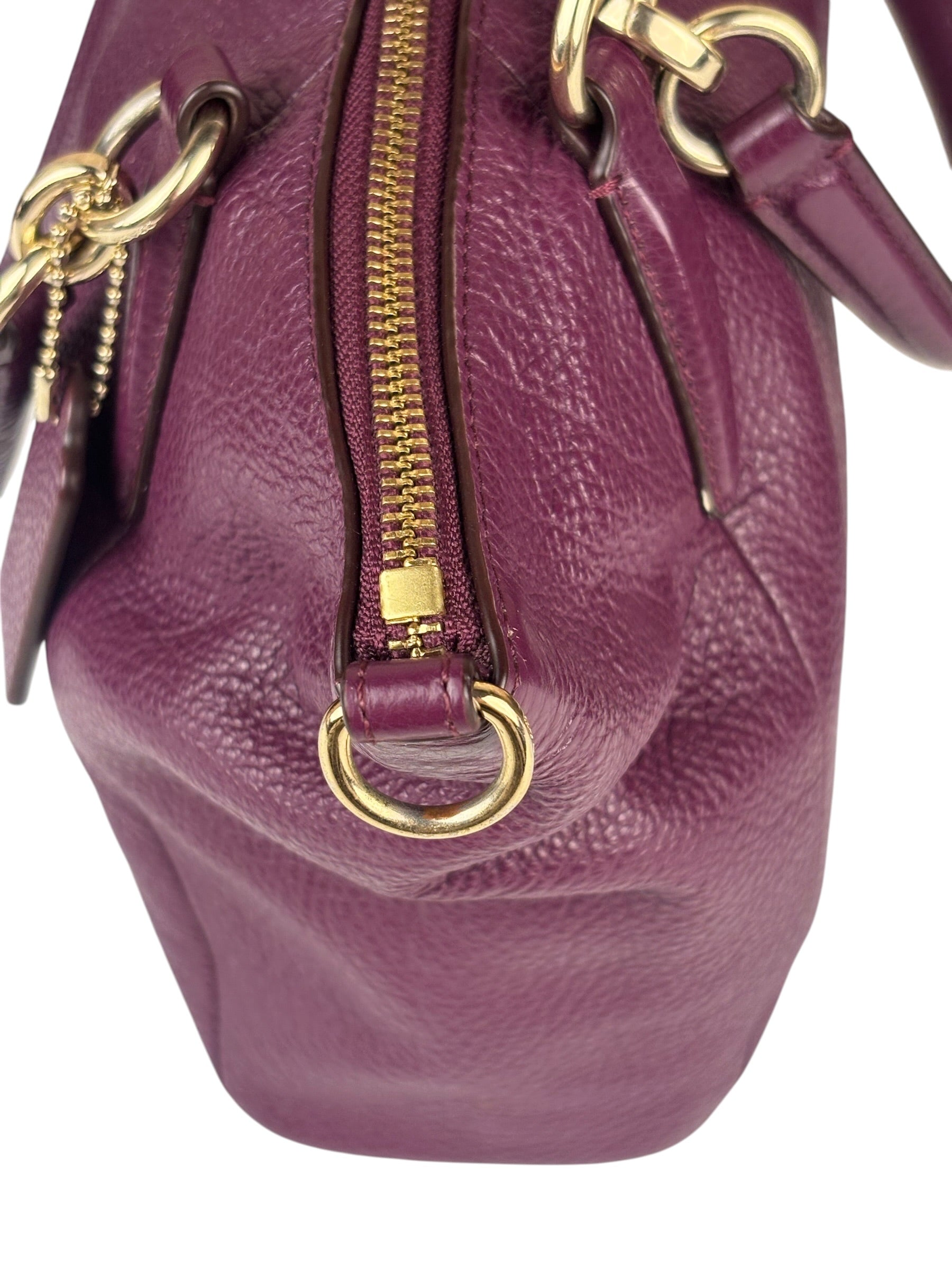 Coach Purple Pebbled Leather Small Kelsey Satchel Two-Way Bag