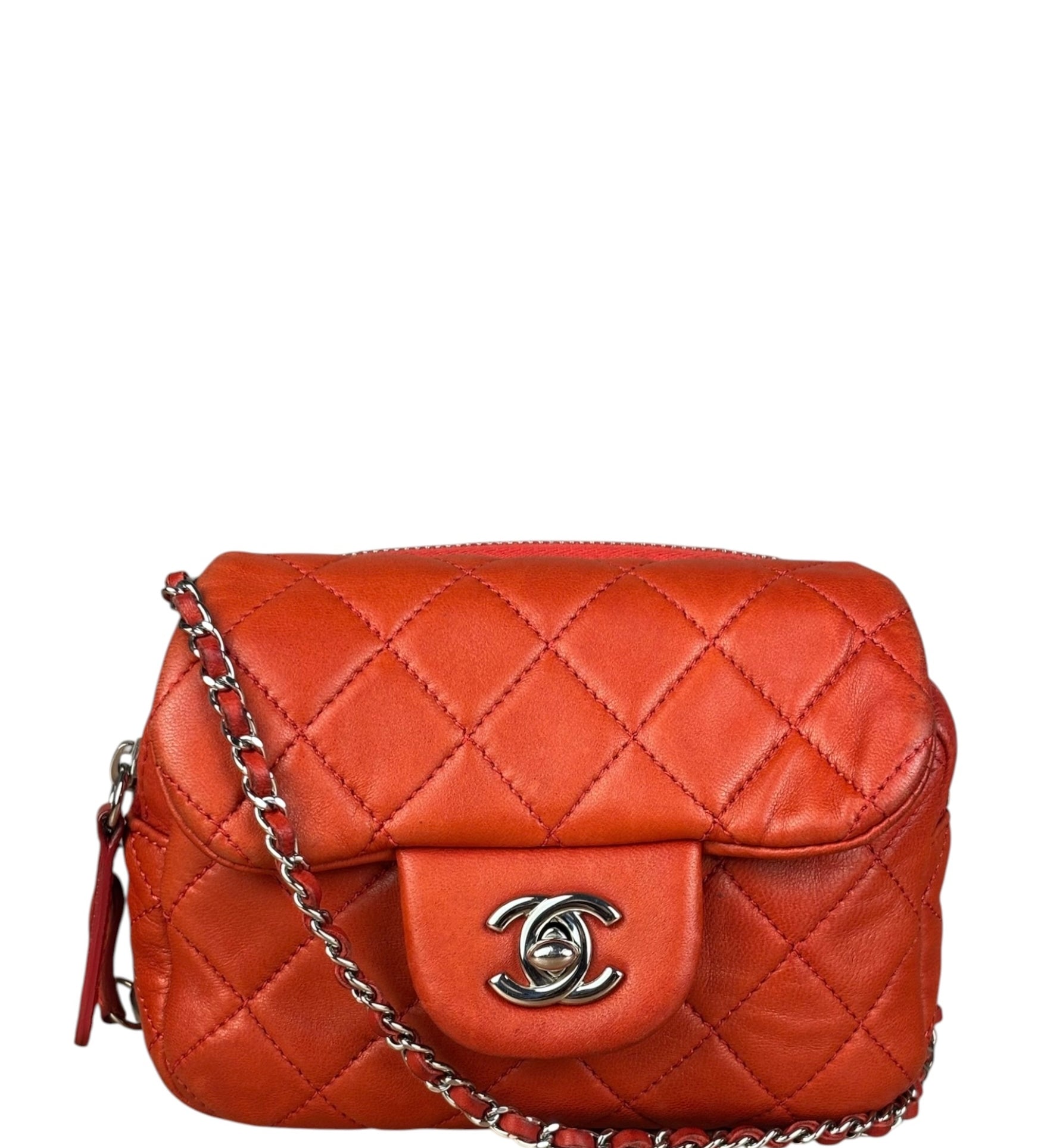 Chanel Red Quilted Mini Flap Wallet on Chain Bag 2011