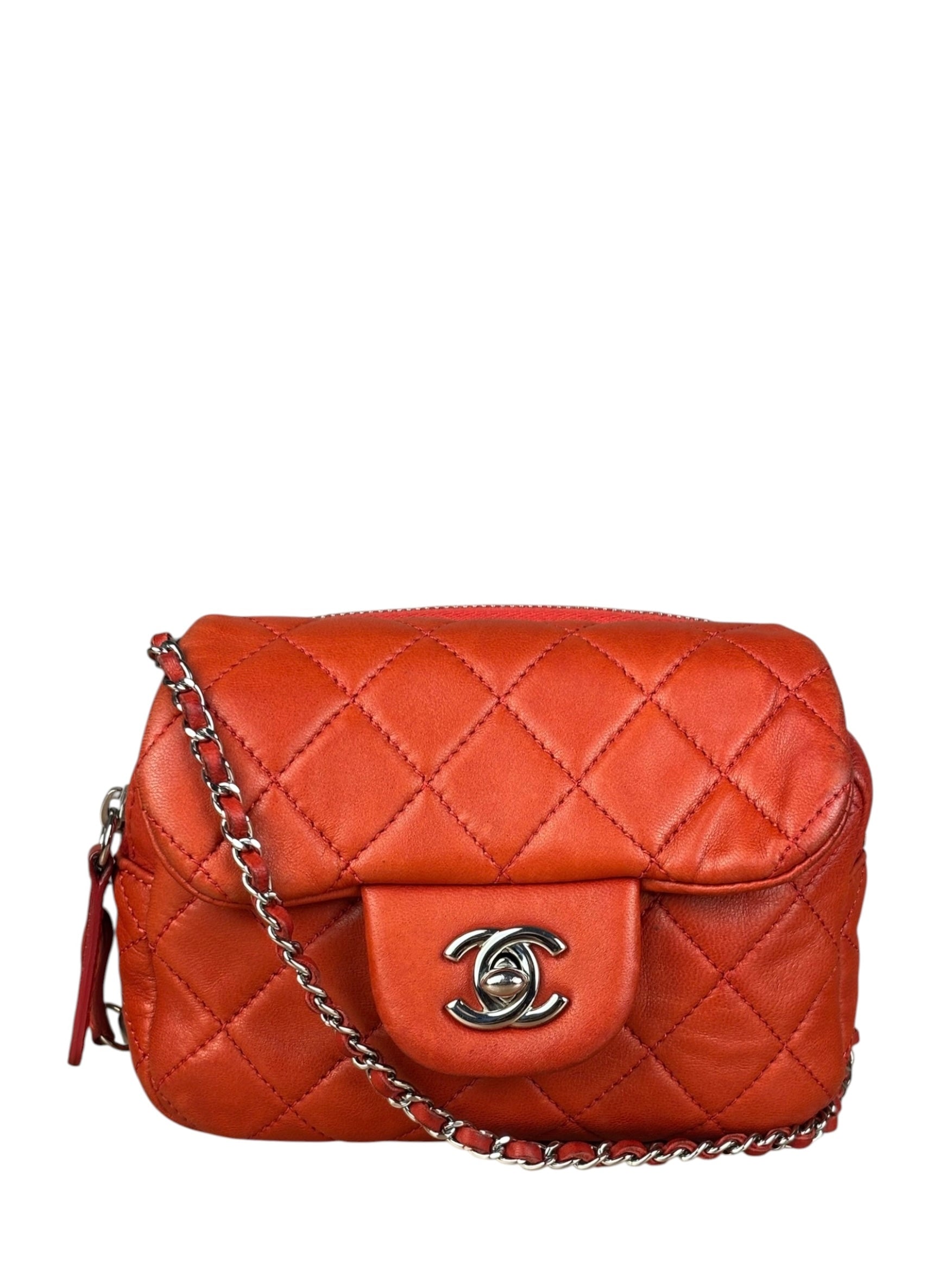 Chanel Red Quilted Mini Flap Wallet on Chain Bag 2011