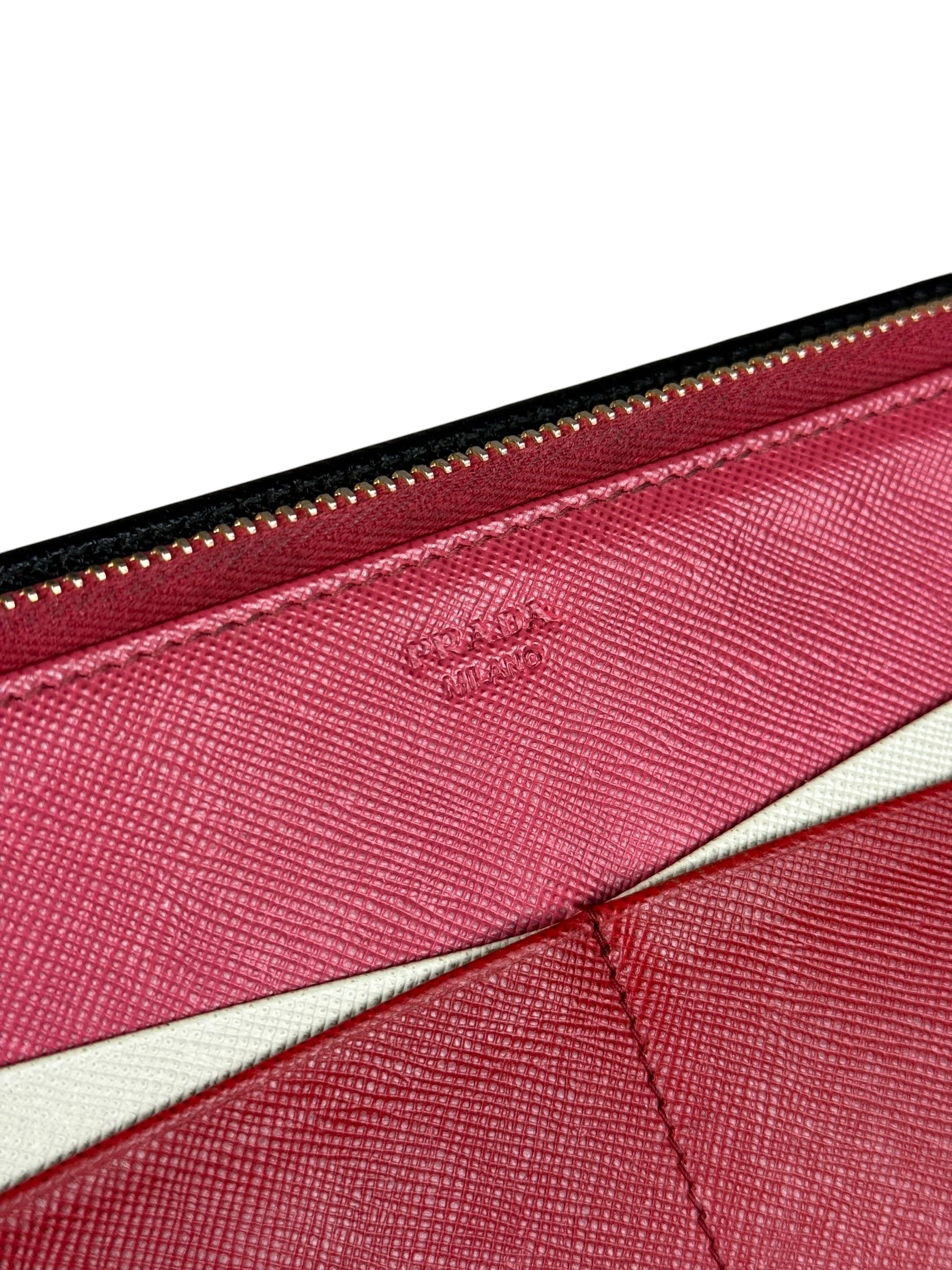 Prada Saffiano Leather Snap Long Wallet Black