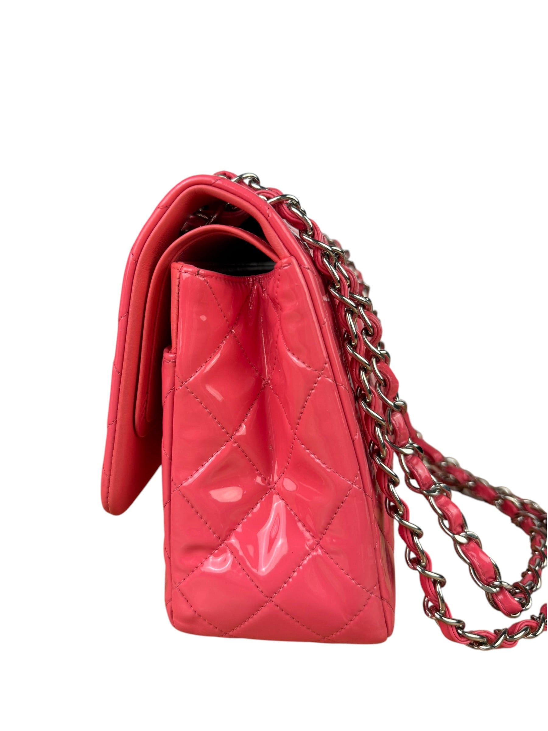 Chanel Pink Patent Leather Double Flap Bag 2012
