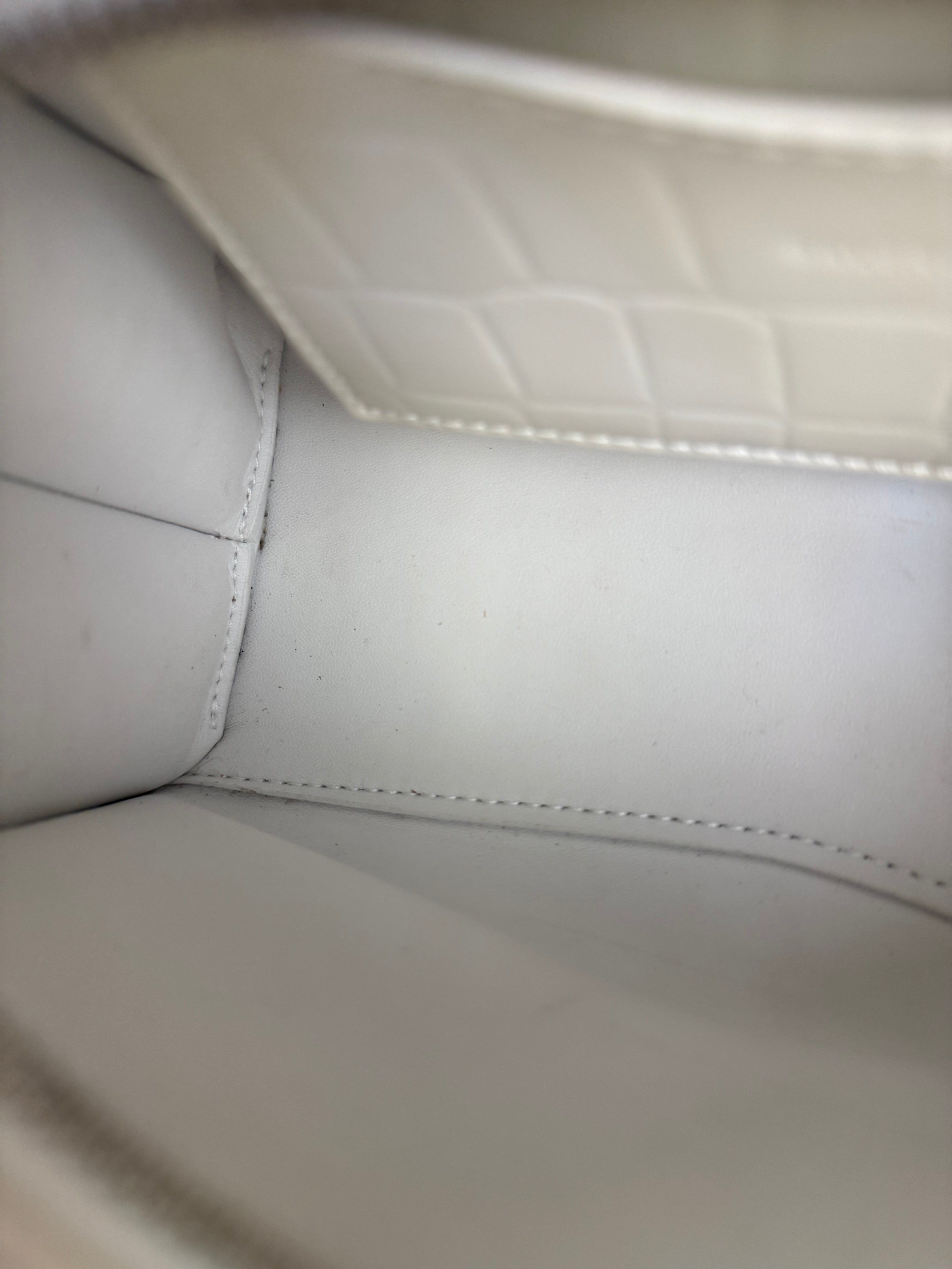 Balenciaga White Croc Embossed S Neo City Bag