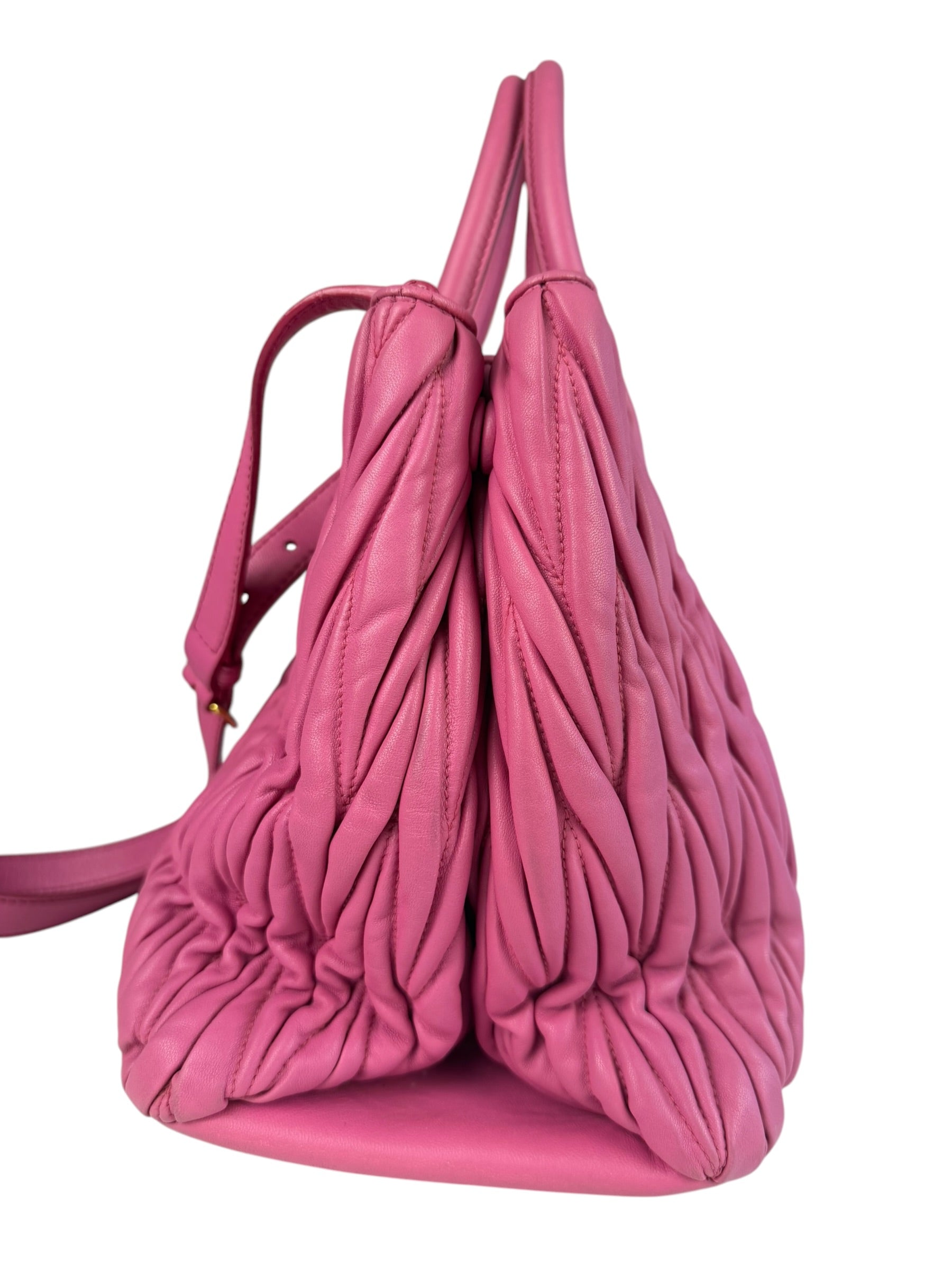 Miu Miu Pink Nappa Leather 2Way Tote Bag