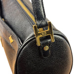 MCM Vintage Black Pebbled Leather Bowler Pochette