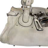 Chloé White Leather Paddington Handbag (Repainted)