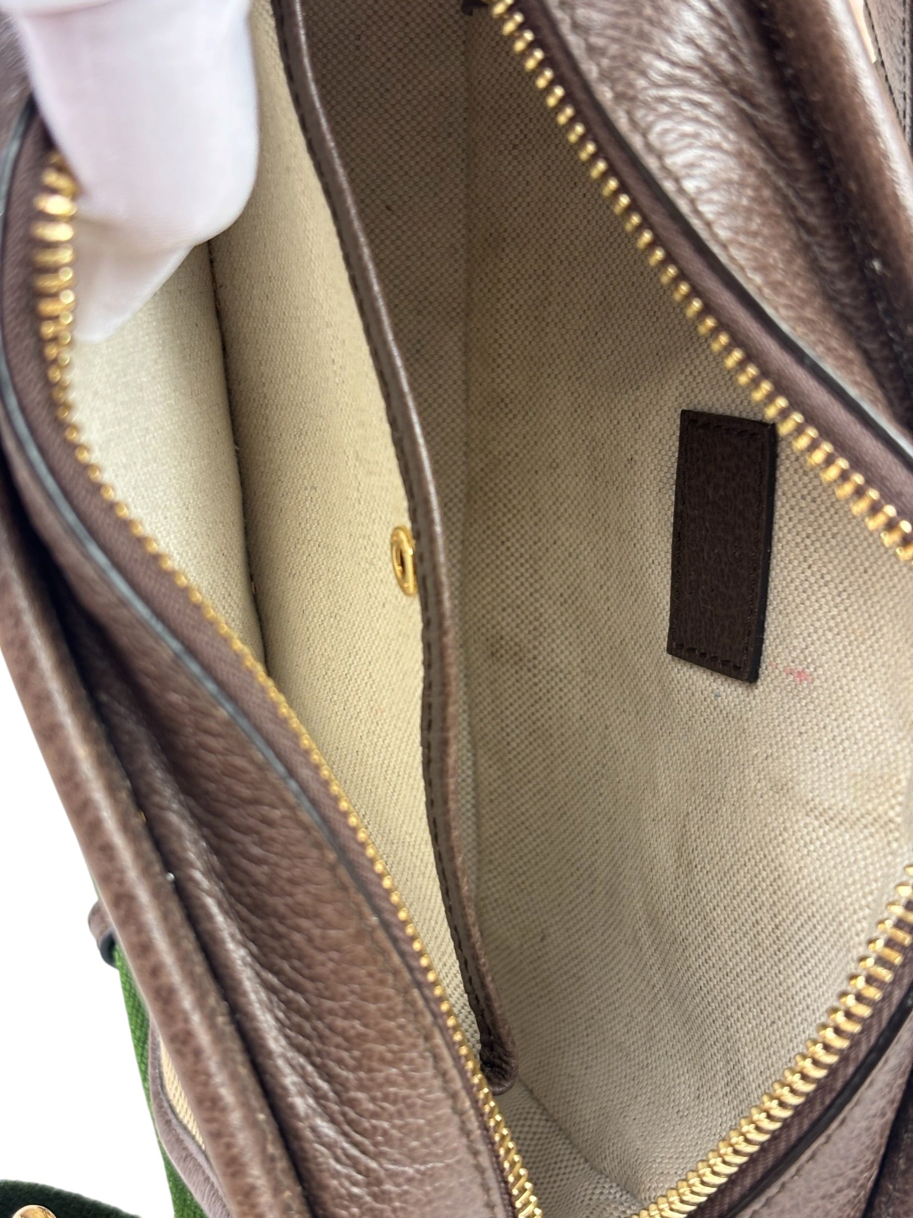 Gucci Brown Leather Trim Jumbo GG Mini Crossbody