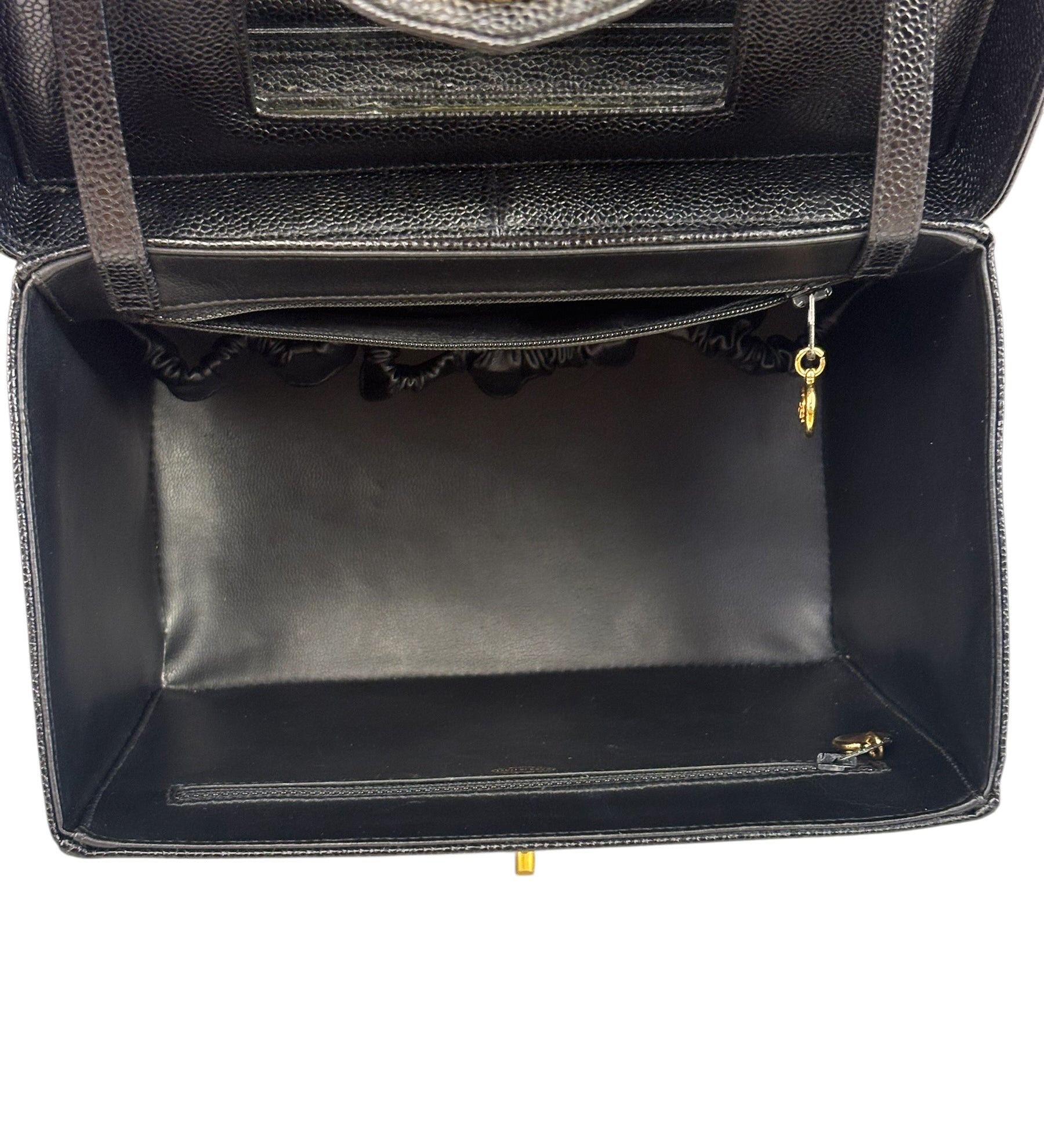 Chanel Black Caviar Leather Vanity Train Case 1995