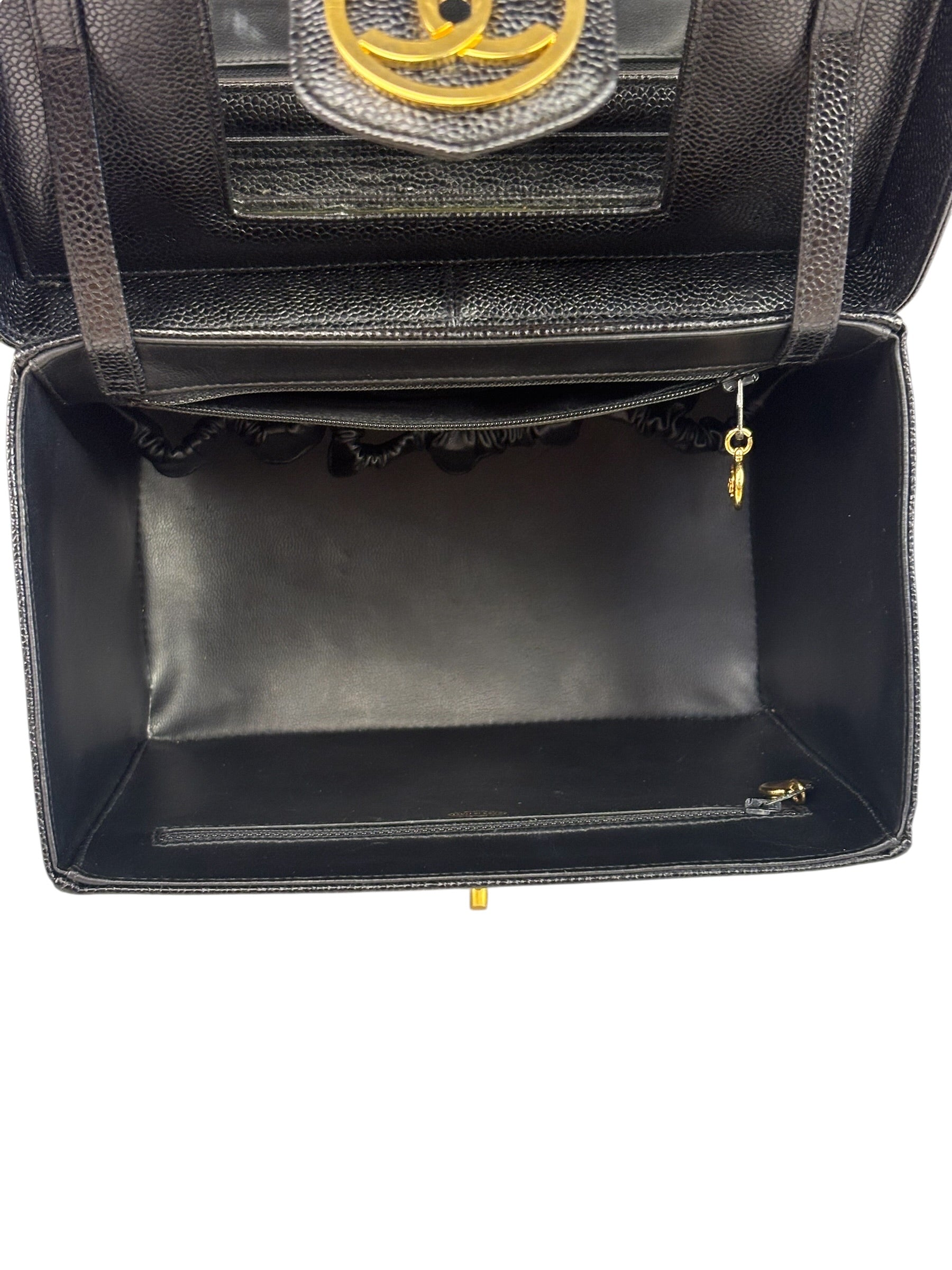Chanel Black Caviar Leather Vanity Train Case 1995