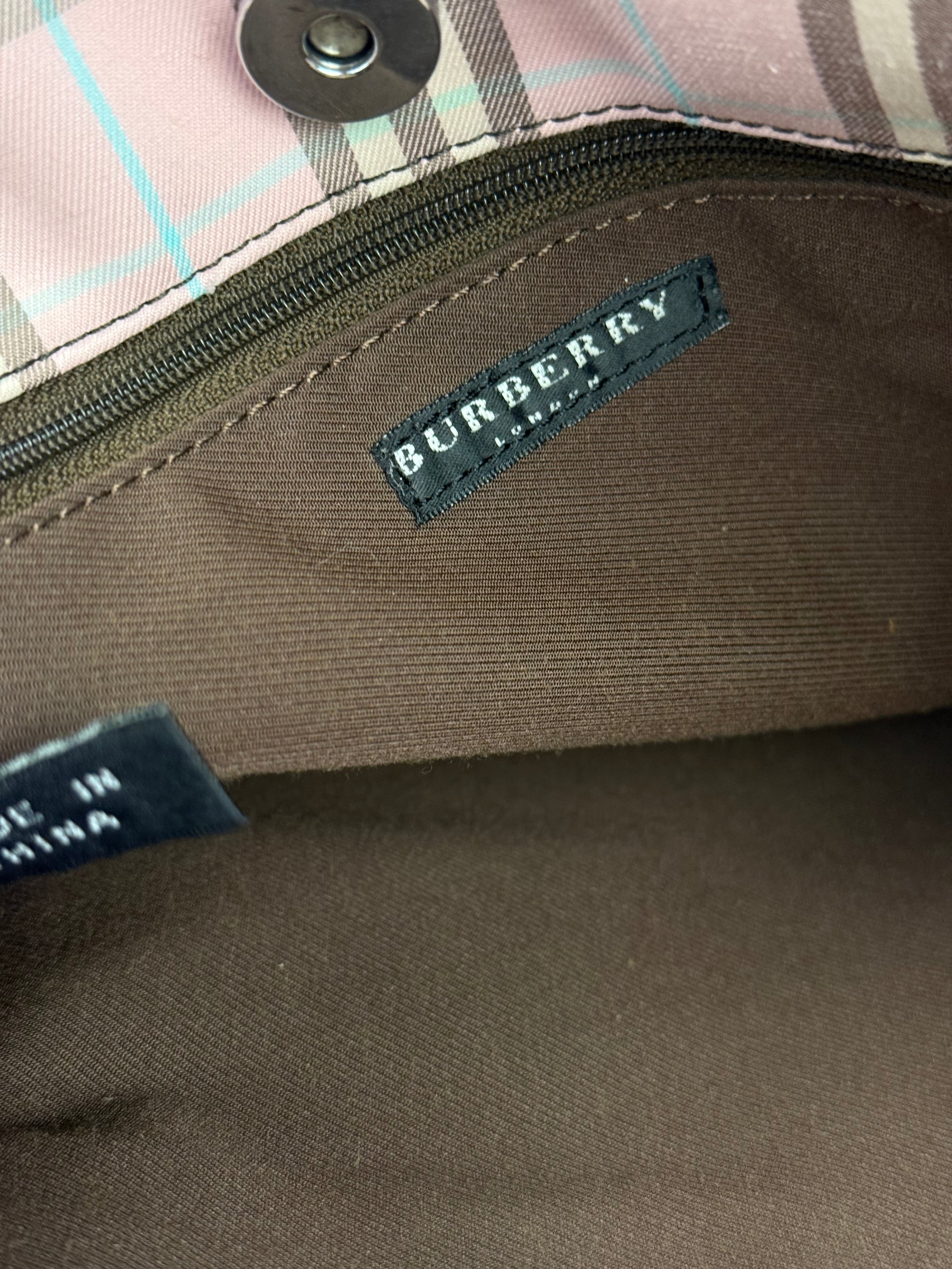 Burberry Vintage Light Pink Check Long Tote Bag