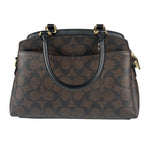 Coach Brown/Black Leather Mini Lillie Carryall In Signature Two-Way Bag