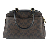 Coach Brown/Black Leather Mini Lillie Carryall In Signature Two-Way Bag
