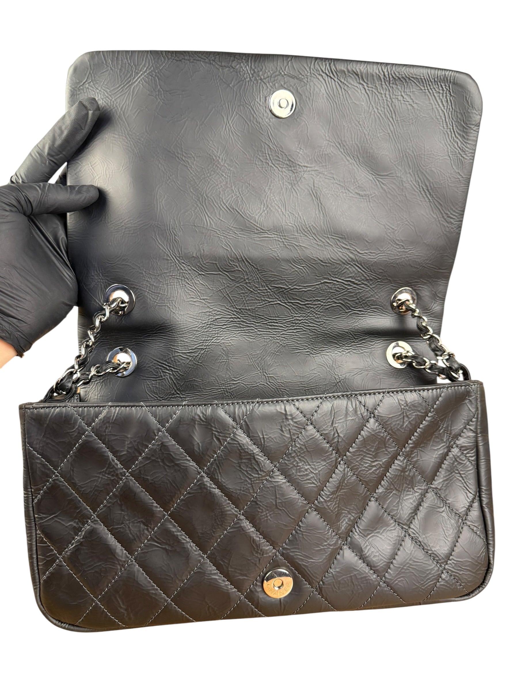 Chanel Black Leather Ultimate Stitch Single Flap Bag 2010