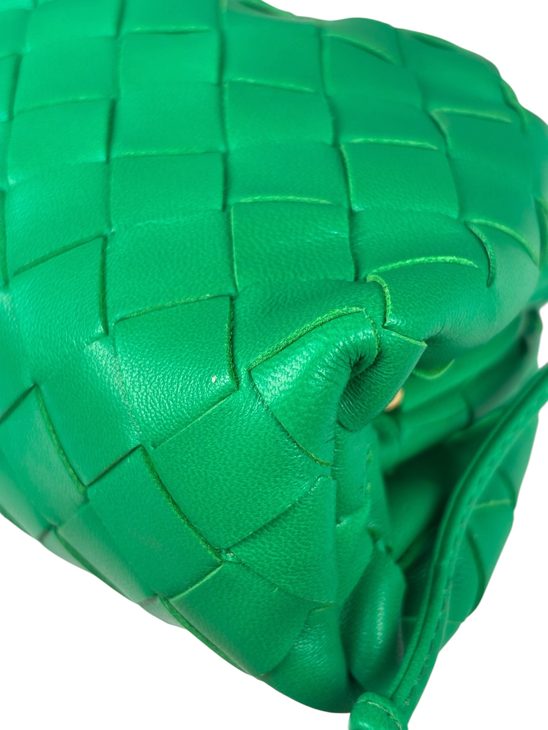 Bottega Veneta Green Leather Intercciato Small Crossbody