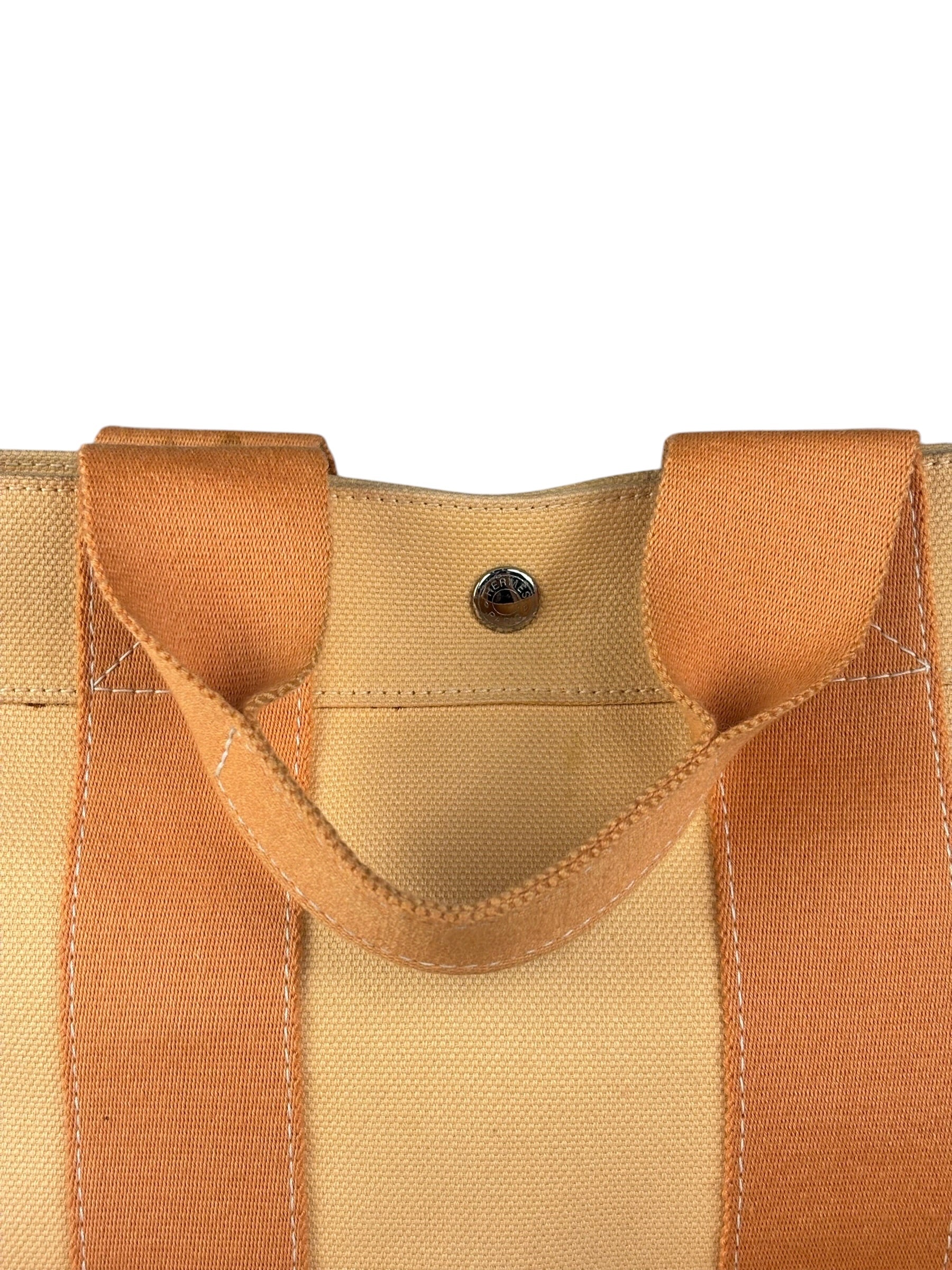 Hermes Bicolor Woven Cotton Bora Bora Canvas Tote Bag PM
