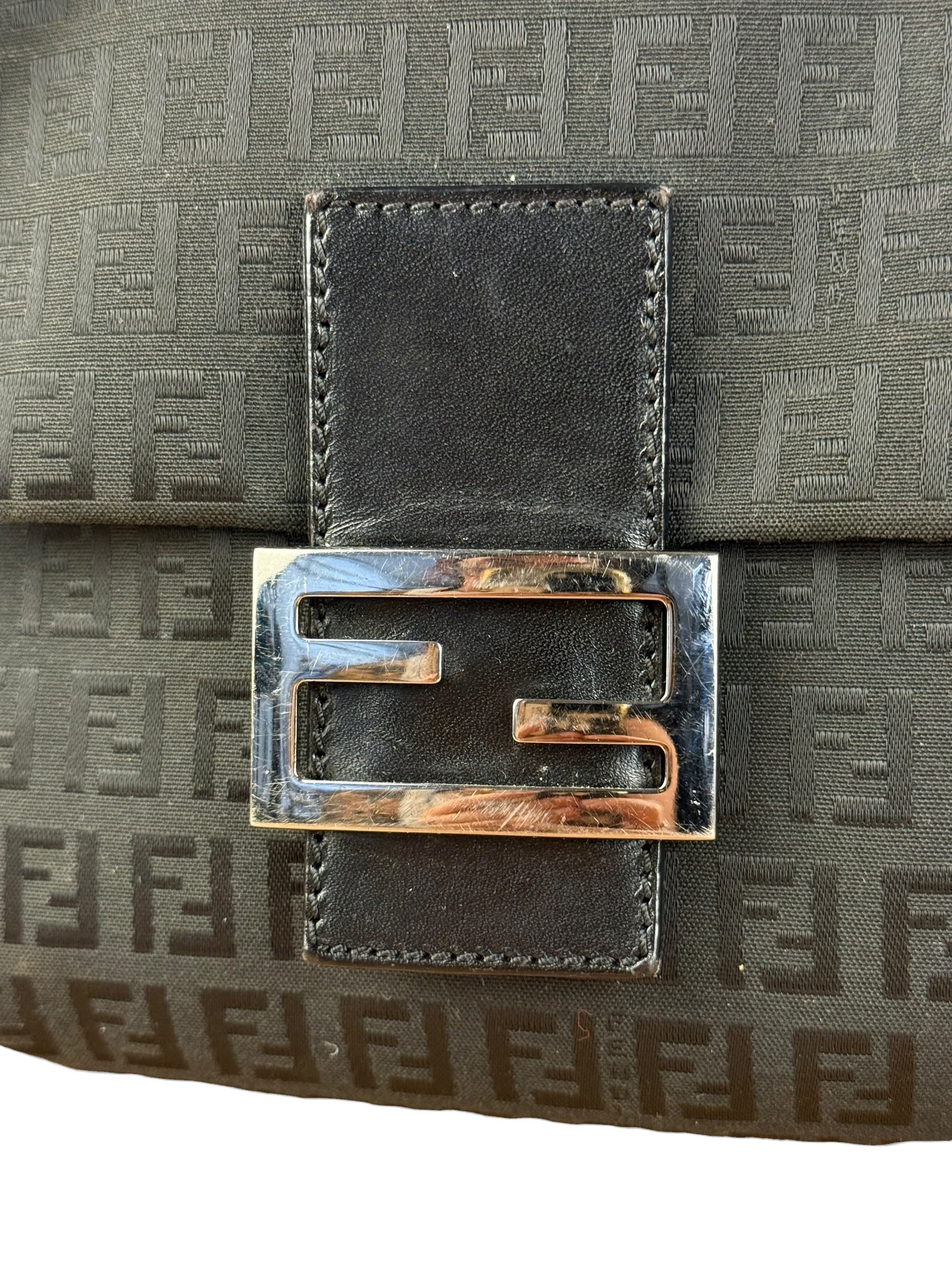 Fendi Black Zucchino Messenger Crossbody Bag