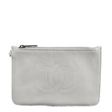 Chanel White CC Leather Wallet Zip Pouch 2004