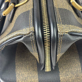 Fendi Brown/Black Leather Pequin Boston Bag