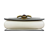 Gucci White Leather Queen Margaret Bee Embellished Shoulder Bag