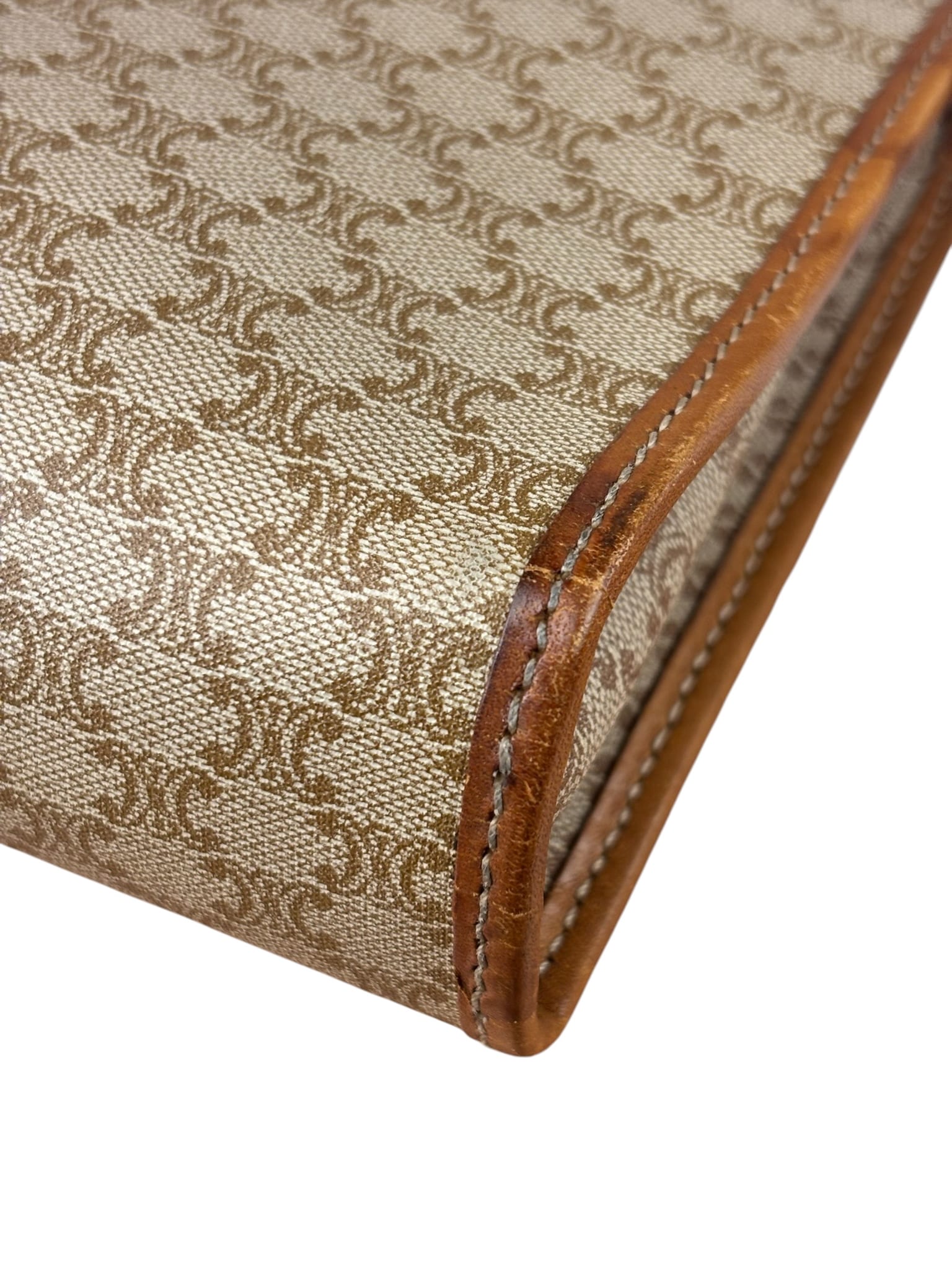 Celine Brown Leather Macadam Pouch