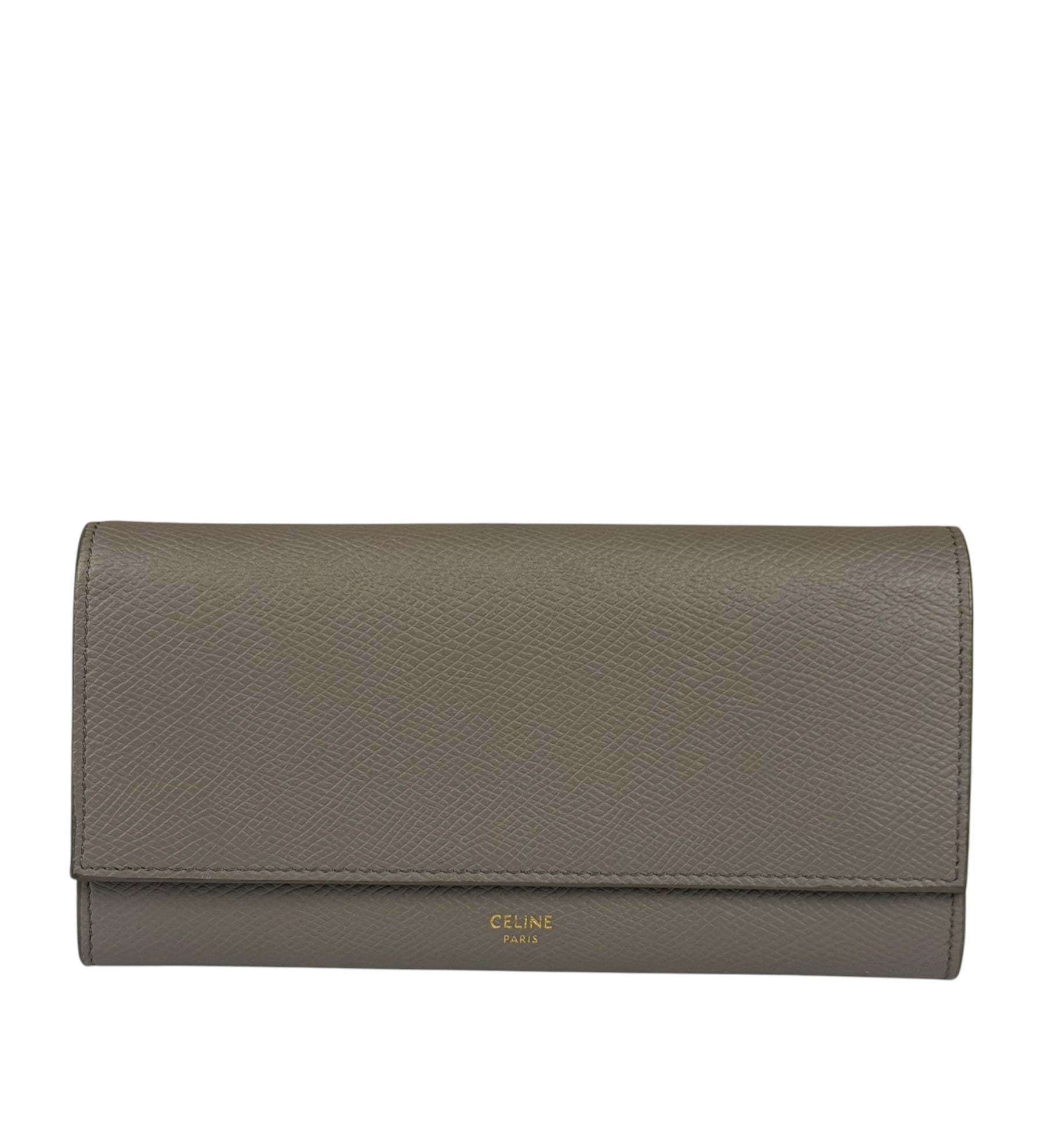 Celine Grey Leather Long Flap Wallet