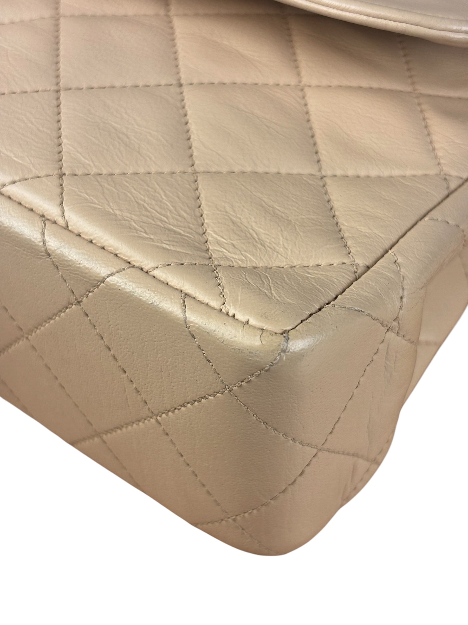 Chanel Beige Quilted CC Vintage Double Flap Bag 90s