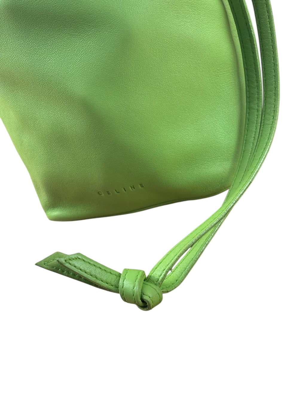 Celine Bright Green Leather Small Bucket Bag