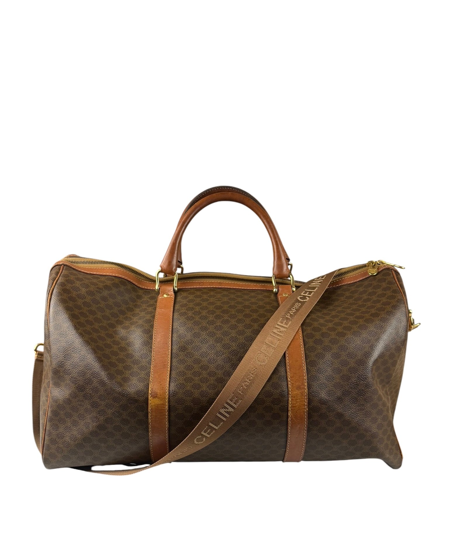 Celine Vintage Macadam Print Boston Bag