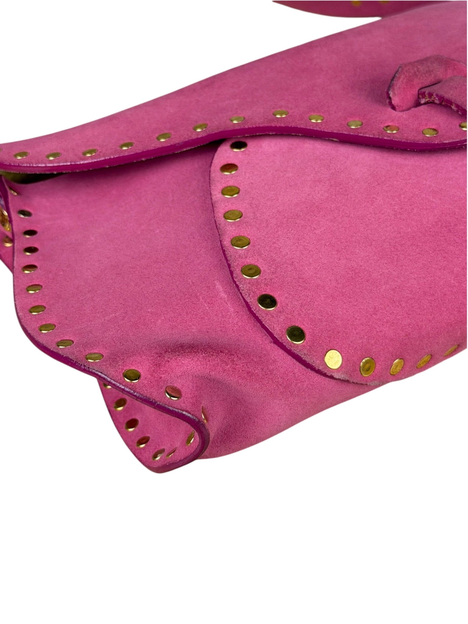 Celine Vintage Pink Suede Poulbot Shoulder Bag