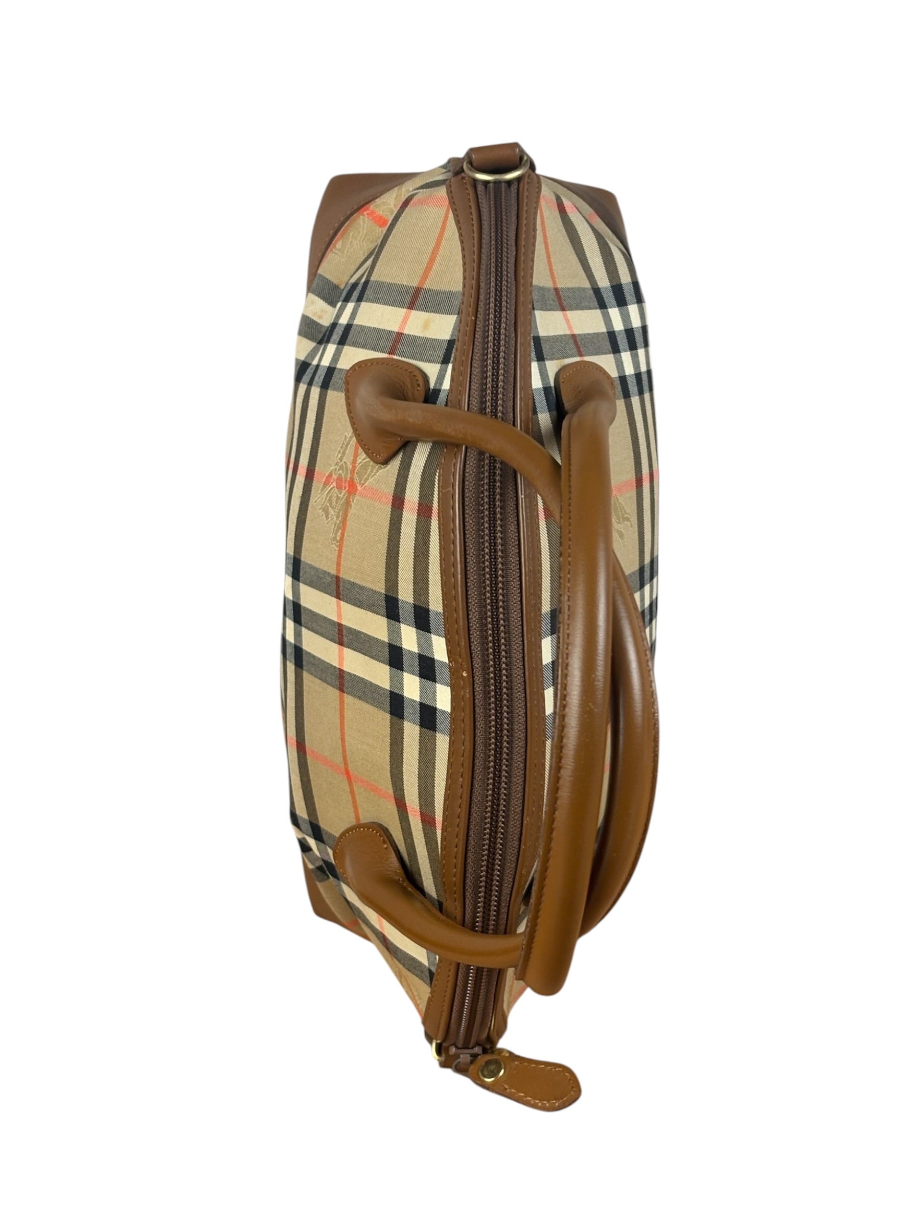 Burberry Vintage House Haymarket Check Dome Satchel Handbag