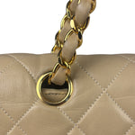 Chanel Beige Quilted Lambskin Flap Bag 90's