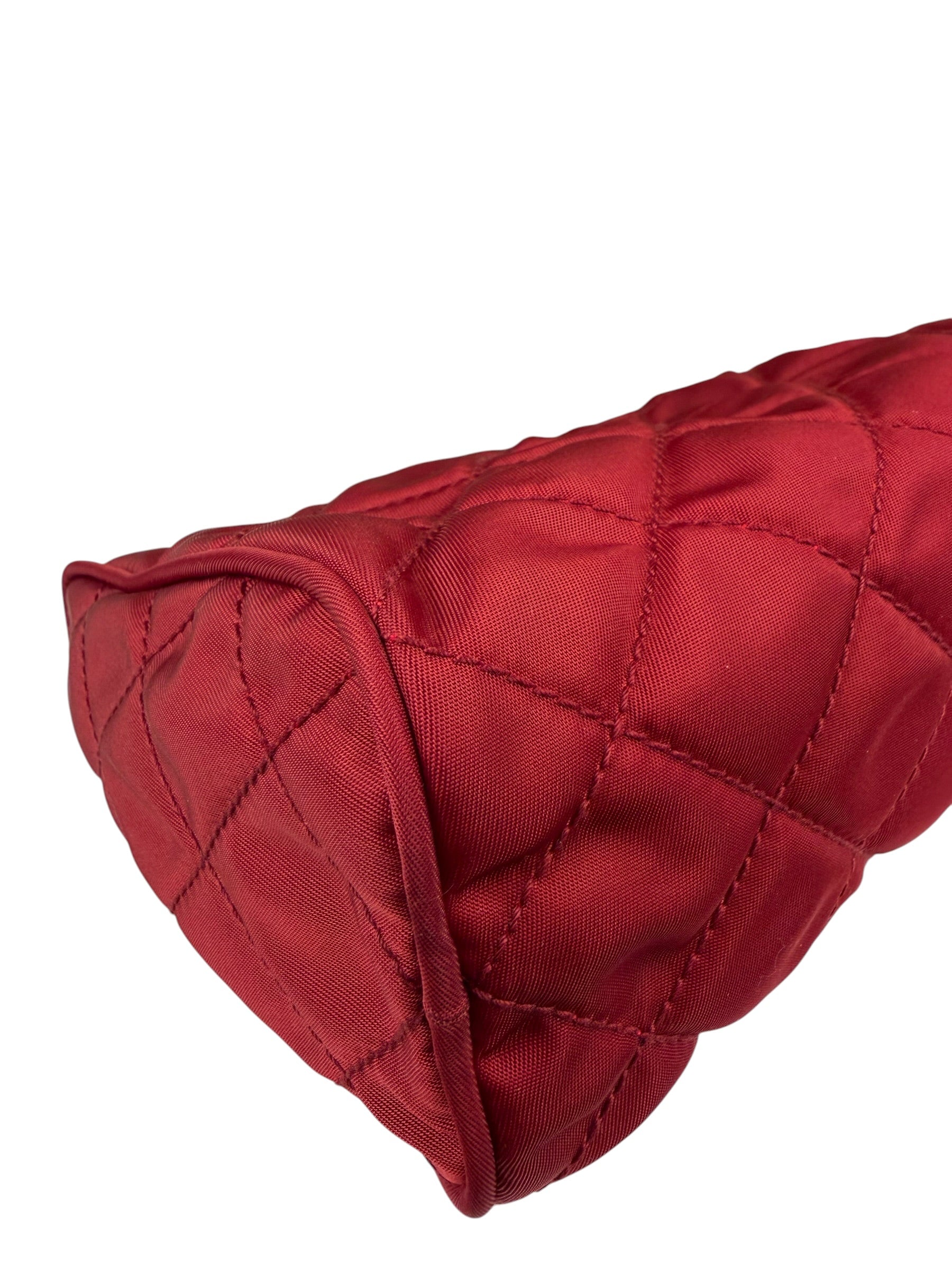 Prada Vintage Red Quilted Nylon Pouch MV599