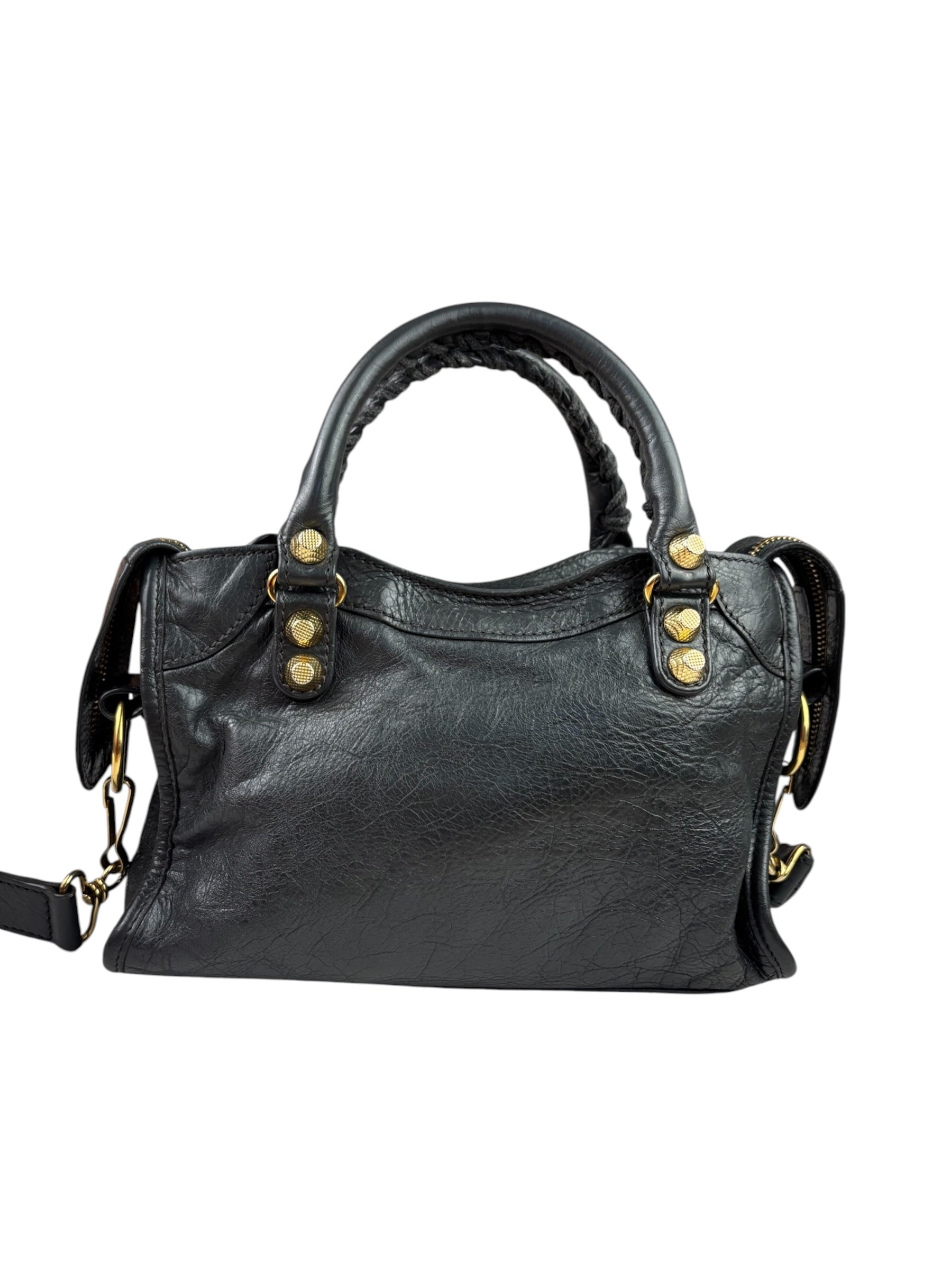 Balenciaga Grey Lambskin Motocross City Two-Way Bag