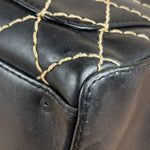 Chanel Vintage Black Leather Wild Stitch Bowler Shoulder Bag 2001