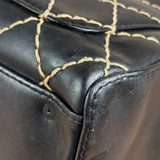 Chanel Vintage Black Leather Wild Stitch Bowler Shoulder Bag 2001