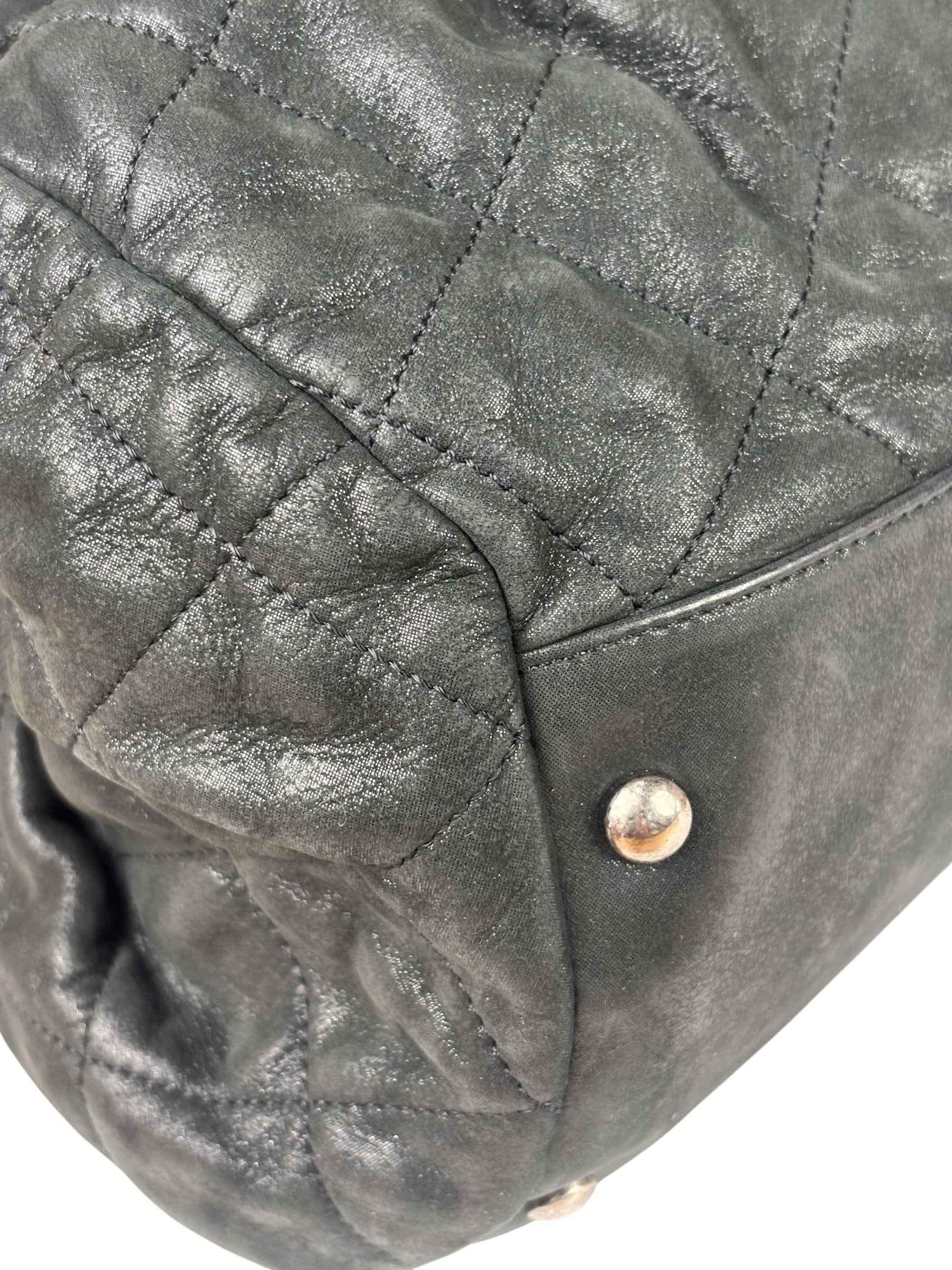 Chanel Grey Iridescent Quilted Leather Chic Bowling Shoulder Bag 2010