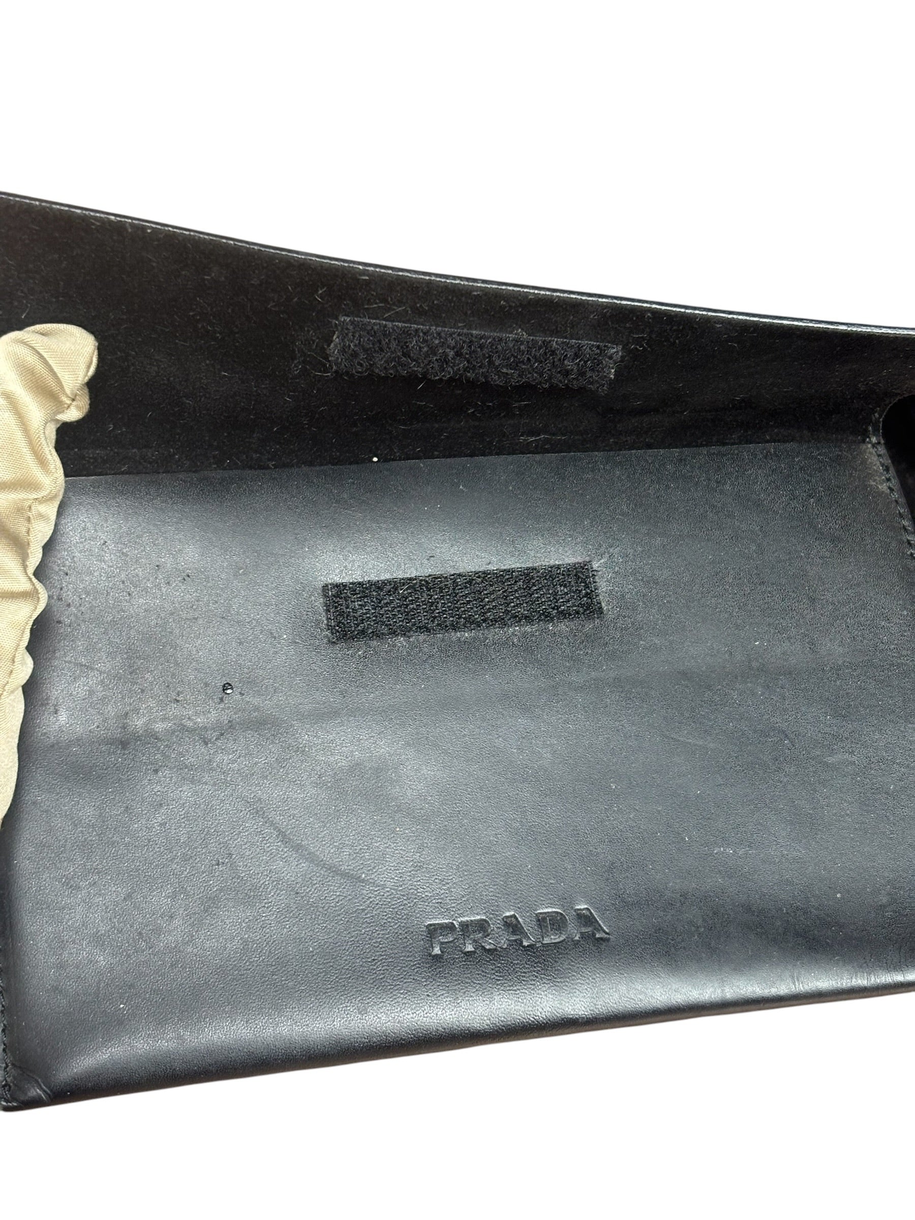 Prada Vintage Black Leather Spazzolato Laser-Cut-Logo Tote Bag
