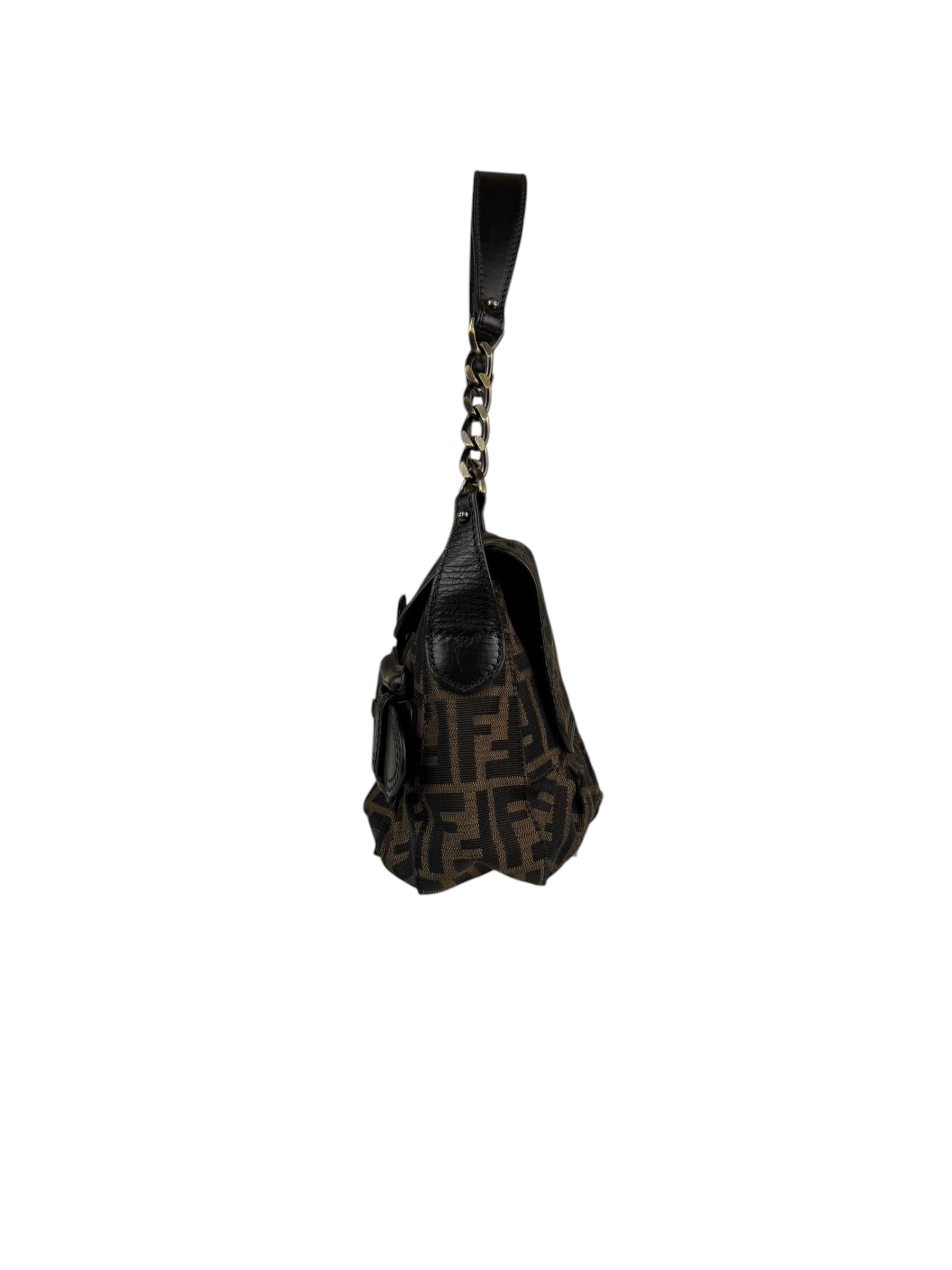 Fendi FF Zucca Vintage B Flap Shoulder Bag