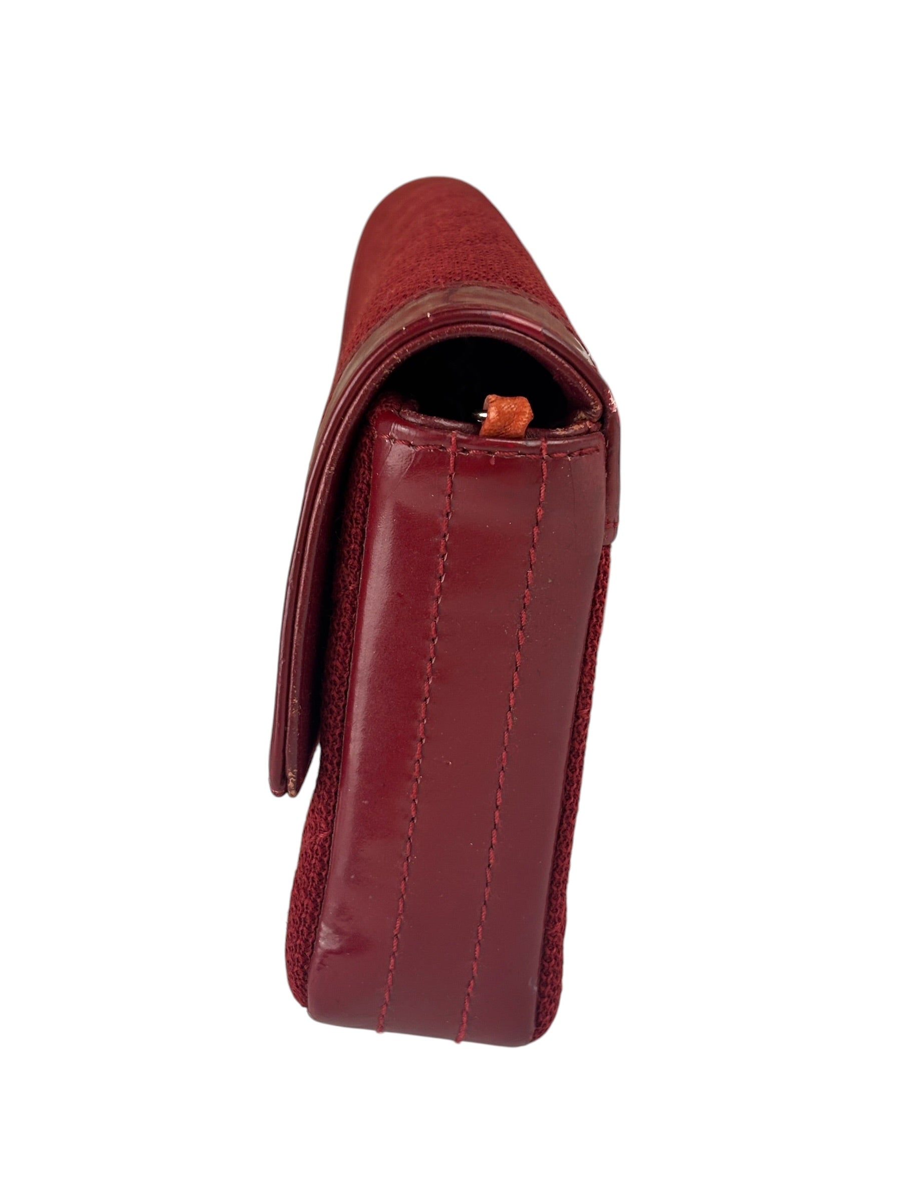 Chanel Dark Red East West Chocolate Bar Patent Trim Handbag 2002-03