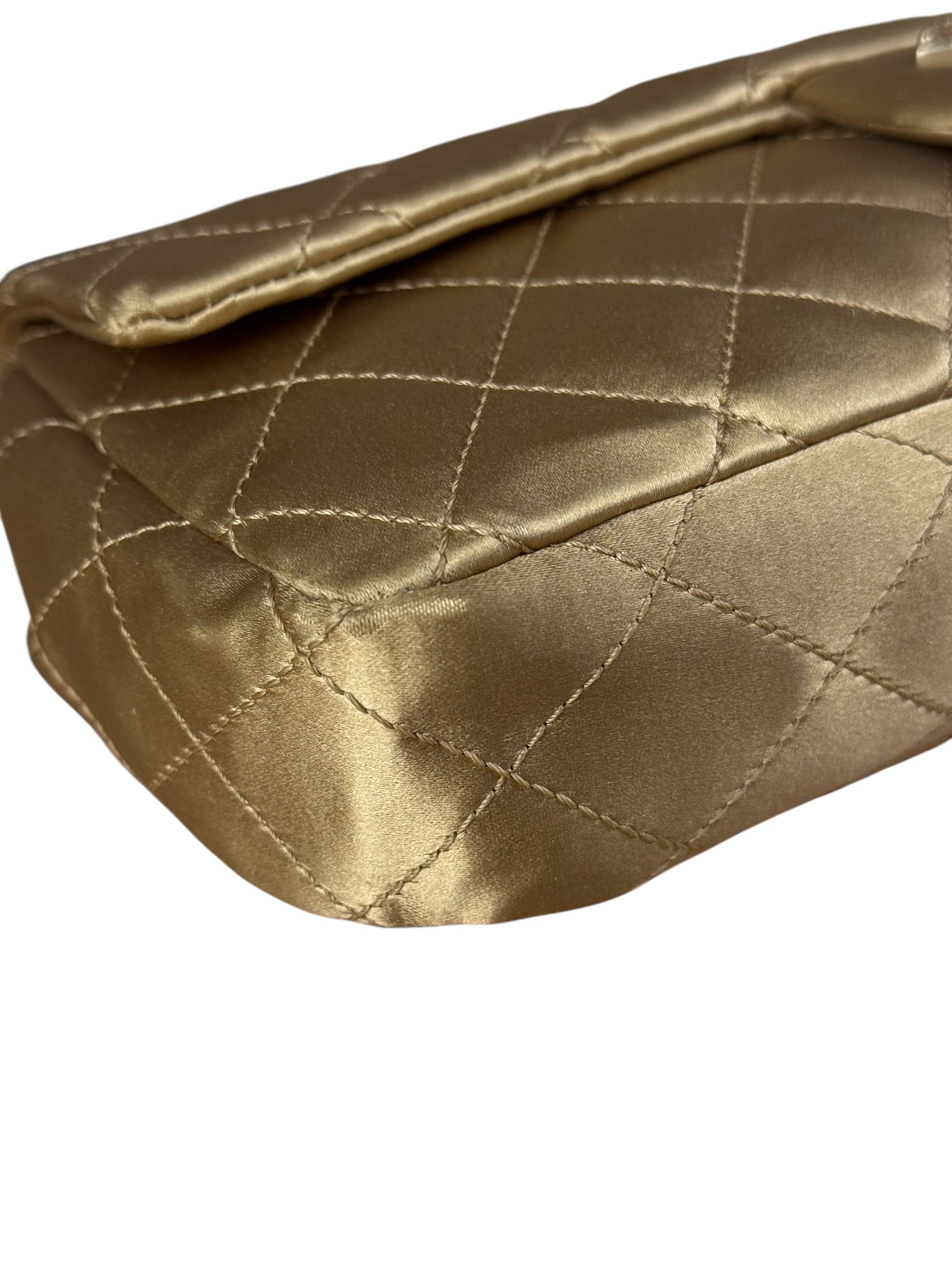 Chanel CC Limited Edition Gold Satin Quilted Flap Bag 2008