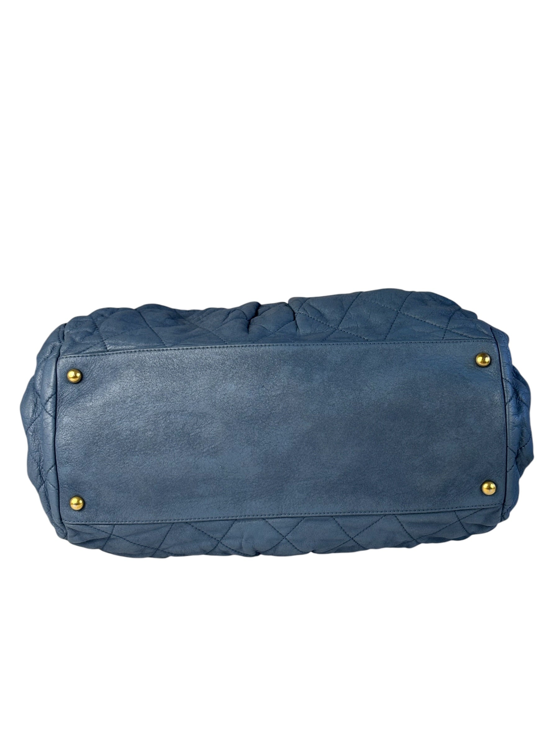 Chanel Blue Quilted Calfskin Iridescent Bowling Bag 2011